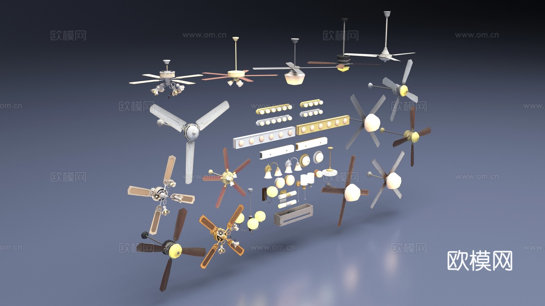 现代吊灯灯具组合3d模型