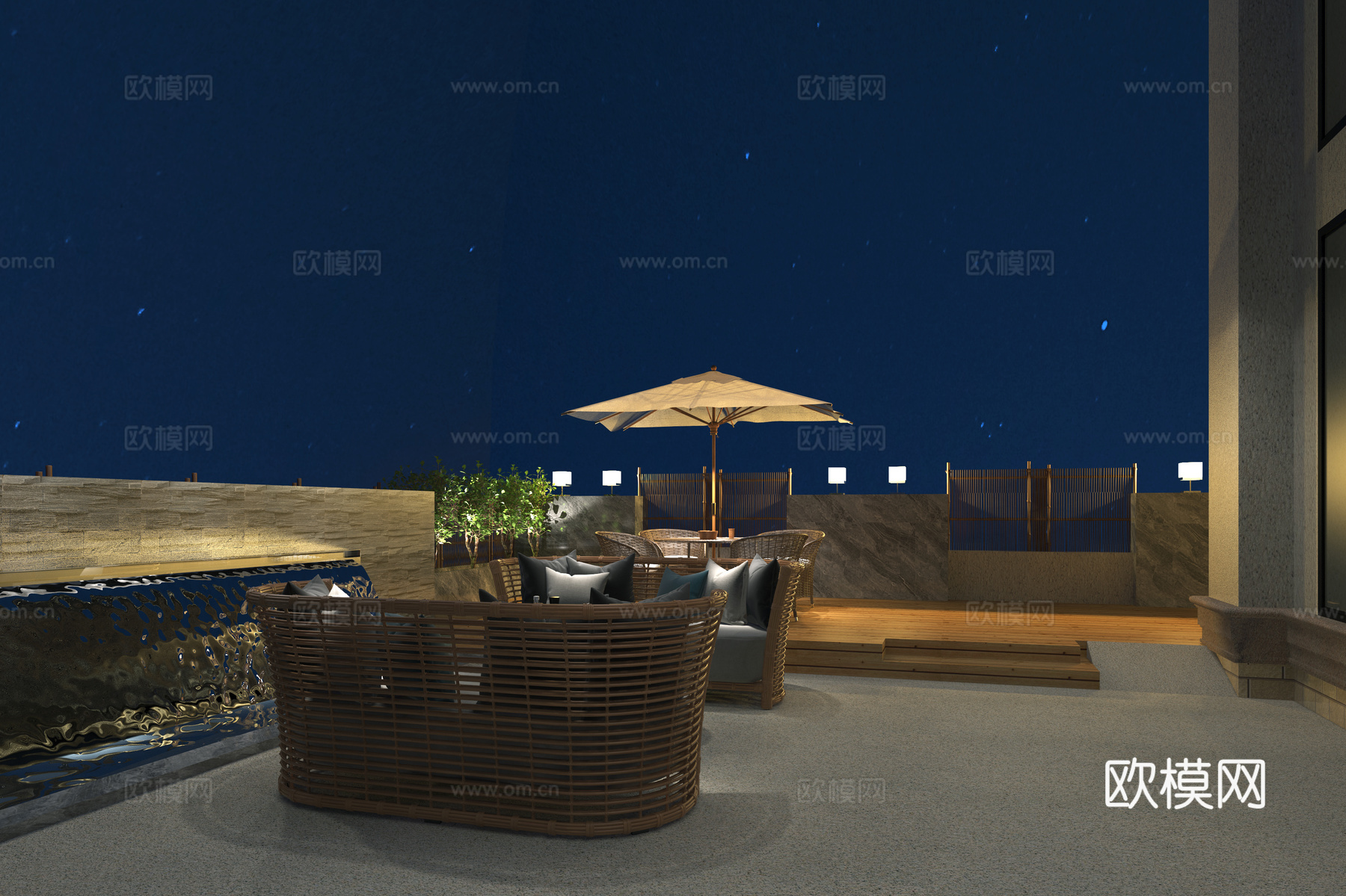 现代别墅 室外景观 休闲桌椅3d模型