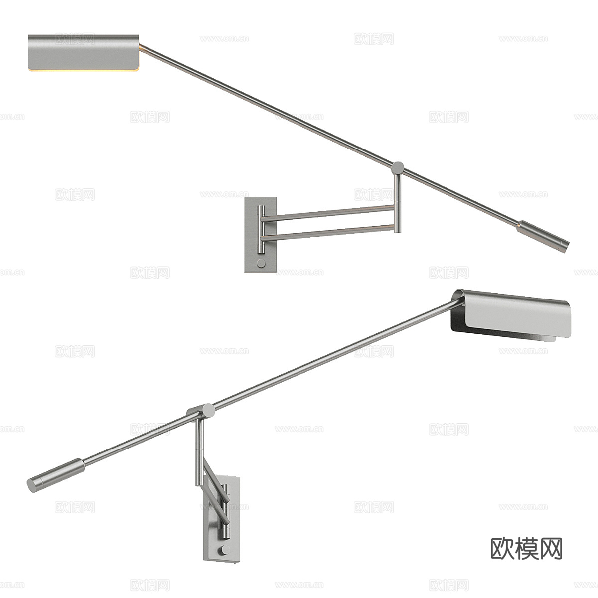 现代极简长条金属壁灯3d模型