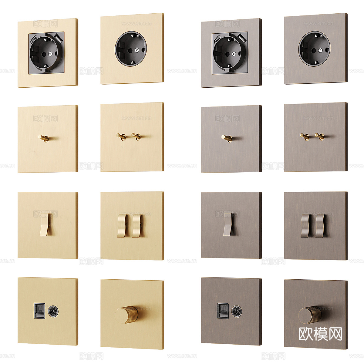 现代意式轻奢 Donel N96 系列开关插座3d模型下载（渲染图6）