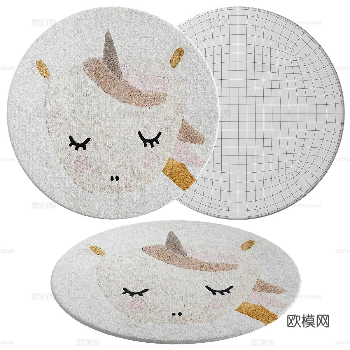 现代奶油风儿童地毯3d模型