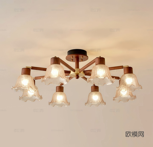 中古風吊燈 裝飾燈3d模型下載