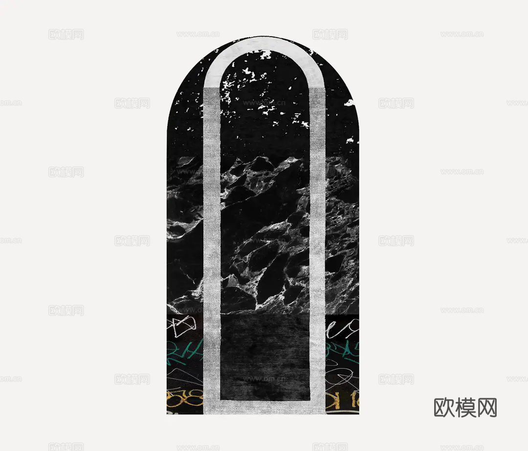 黑色几何地毯