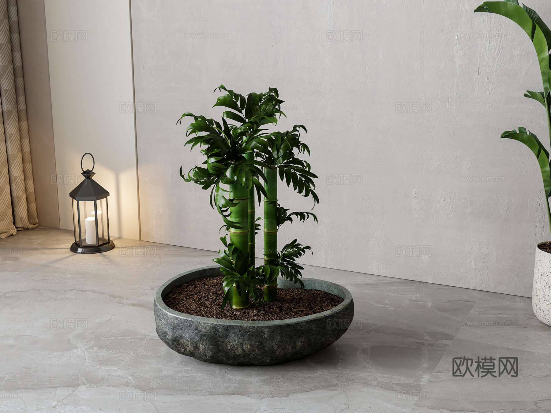 新中式绿植盆栽3d模型