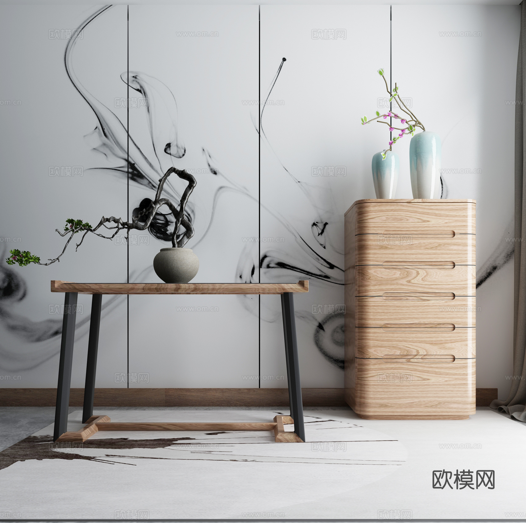 新中式端景柜 装饰柜3d模型