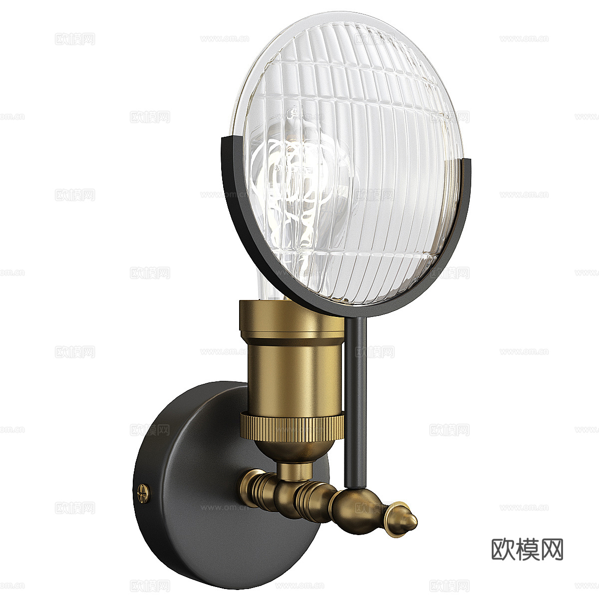 现代意式轻奢金属玻璃装饰壁灯3d模型