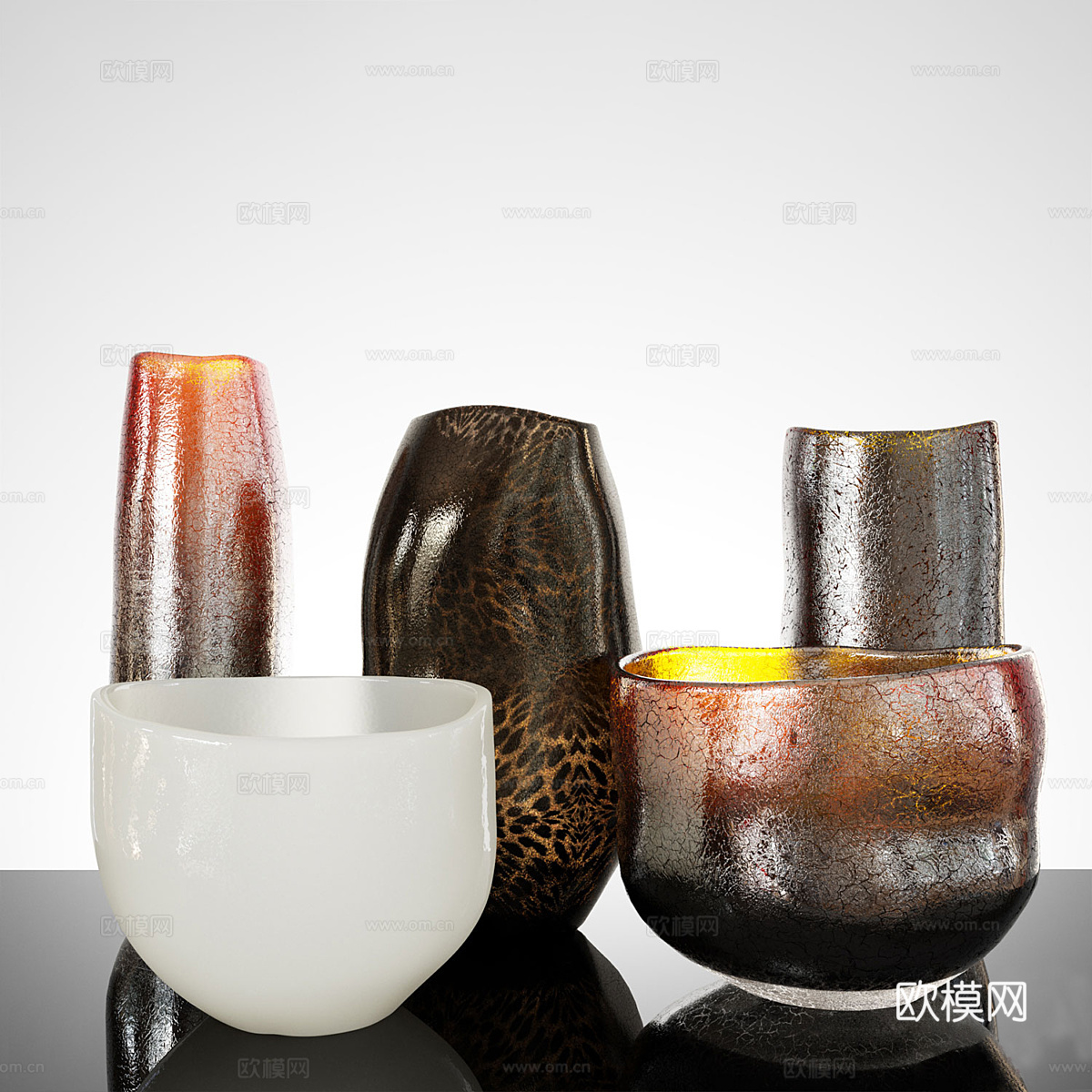 现代玻璃花瓶饰品su模型
