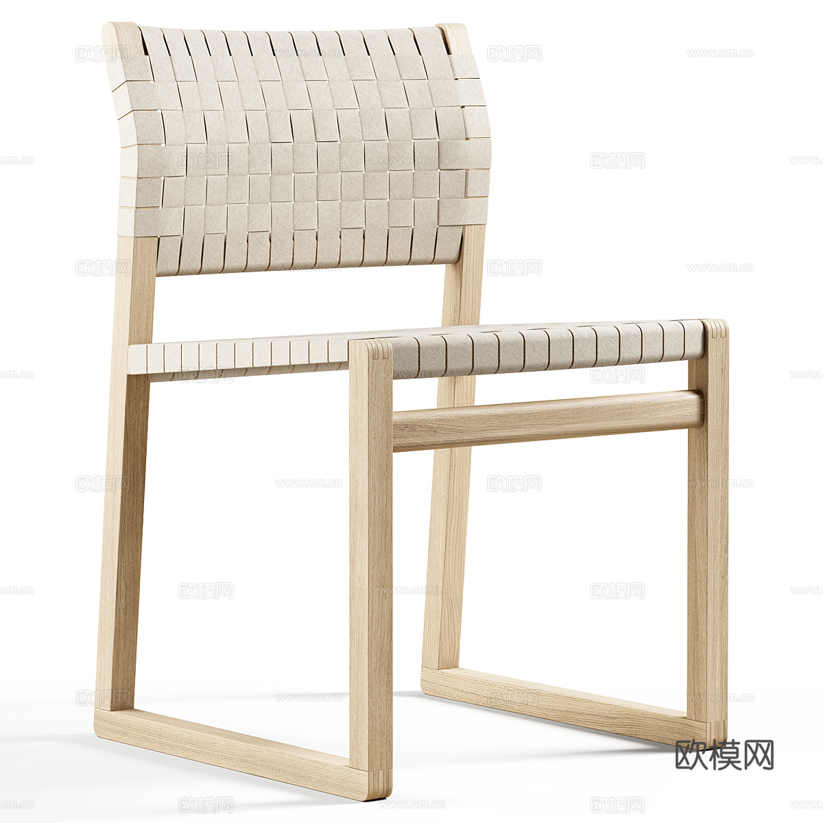 新中式藤编木质单椅3d模型