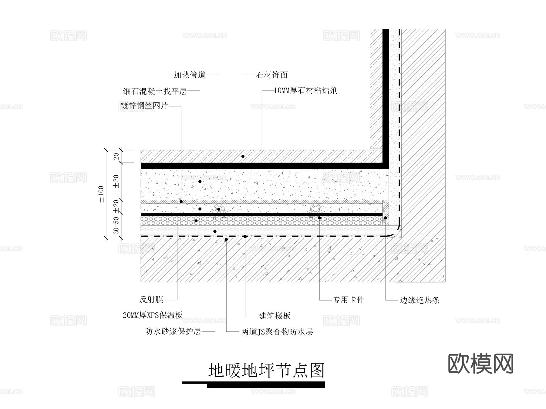 地暖节点 水暖节点 暖通图 采暖图 地暖系统图 地暖cad施工图