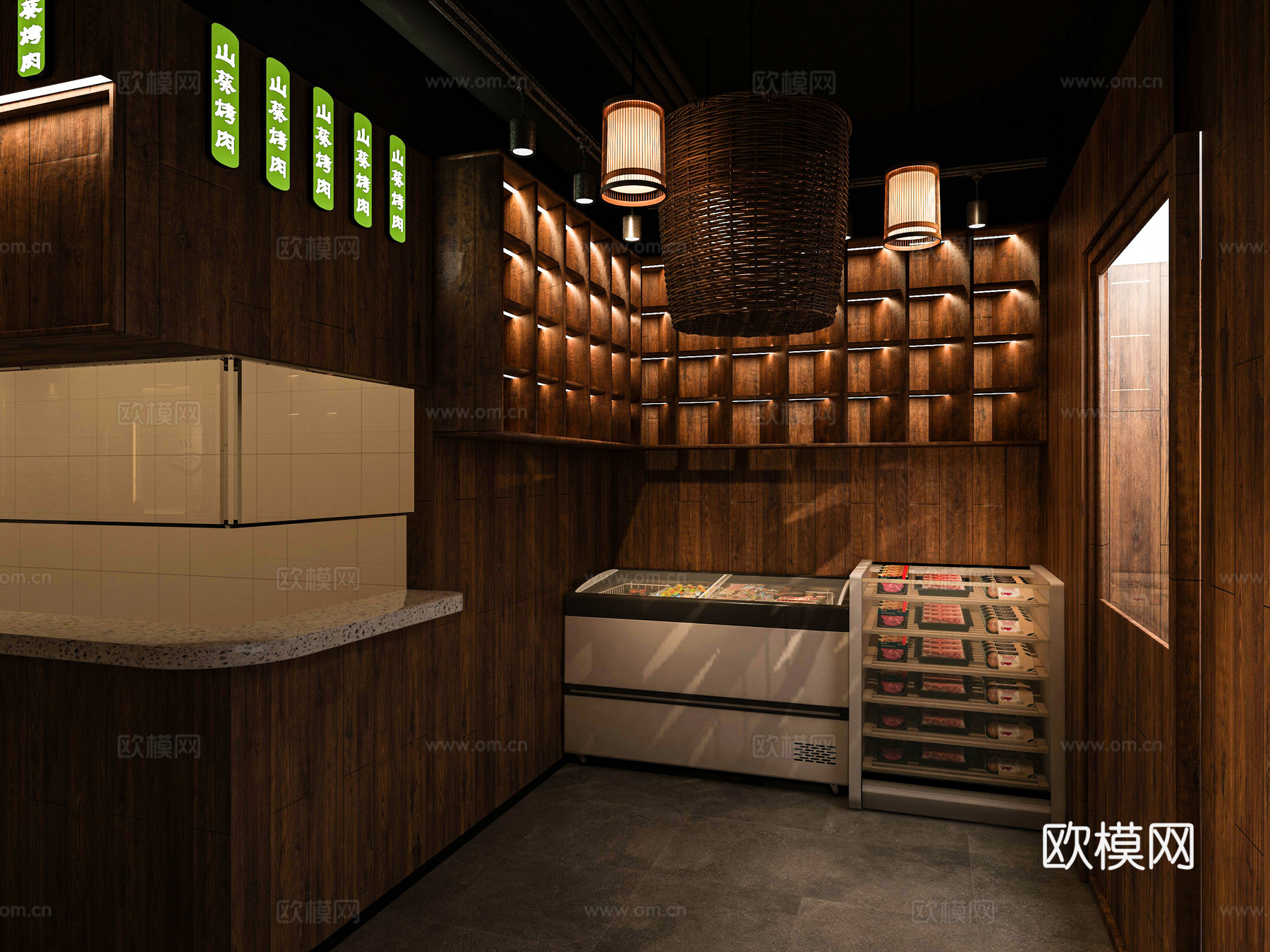 原木风烤肉店3d模型