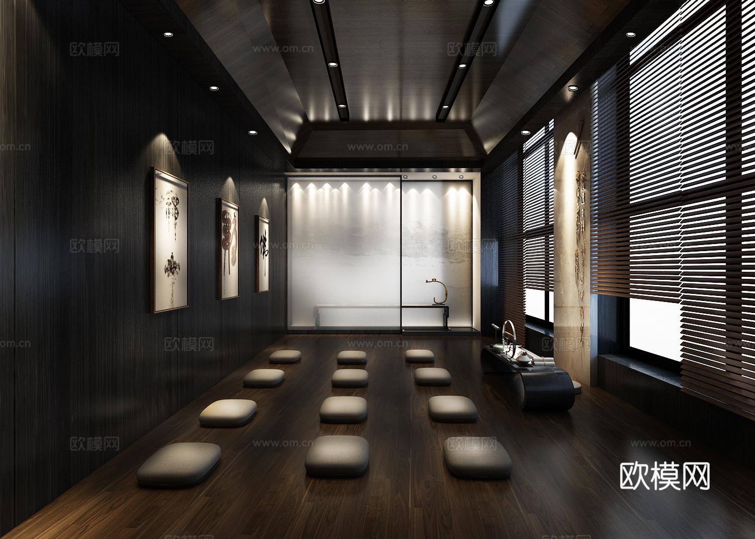 禅茶室中式 休闲打坐3d模型