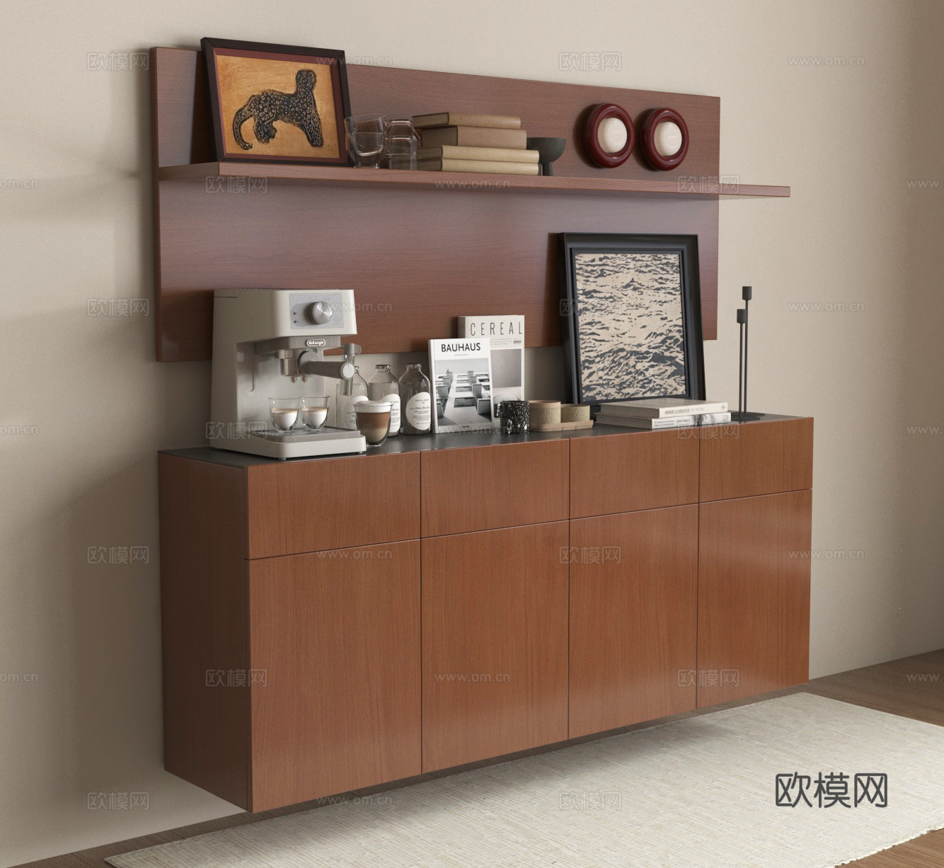 餐边柜 餐具柜 摆件饰品 收纳柜3d模型