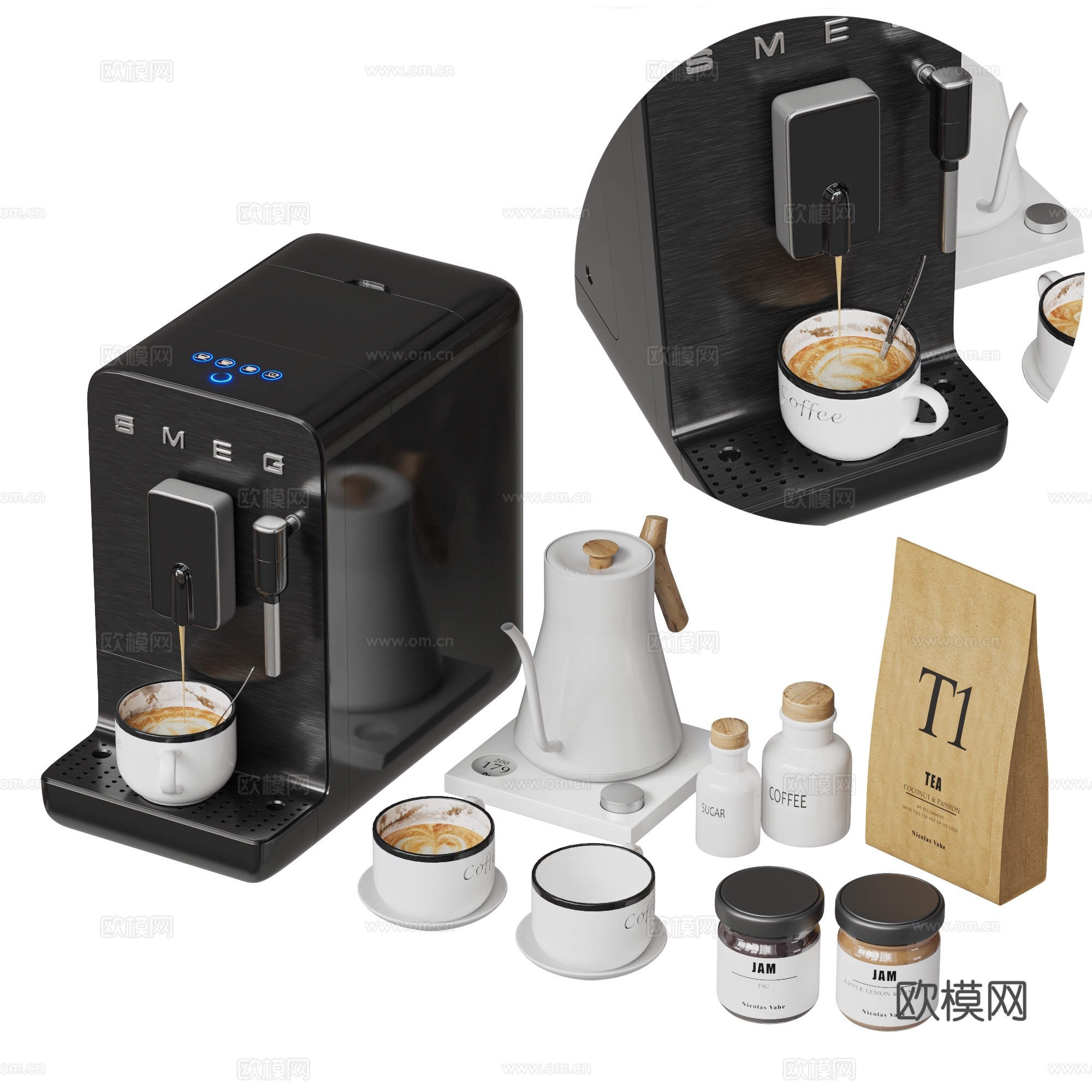 现代咖啡机 咖啡杯su模型