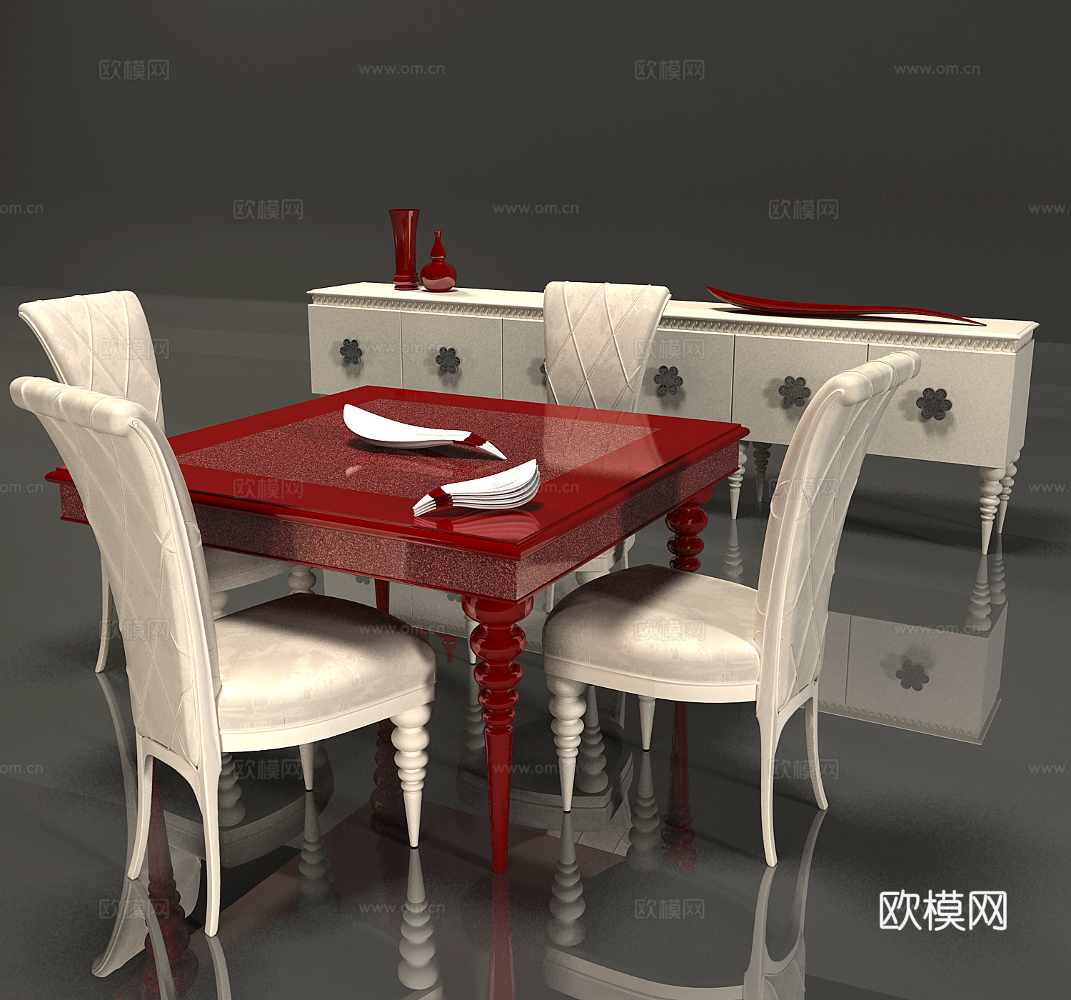 简欧餐桌椅 餐桌椅免费3d模型