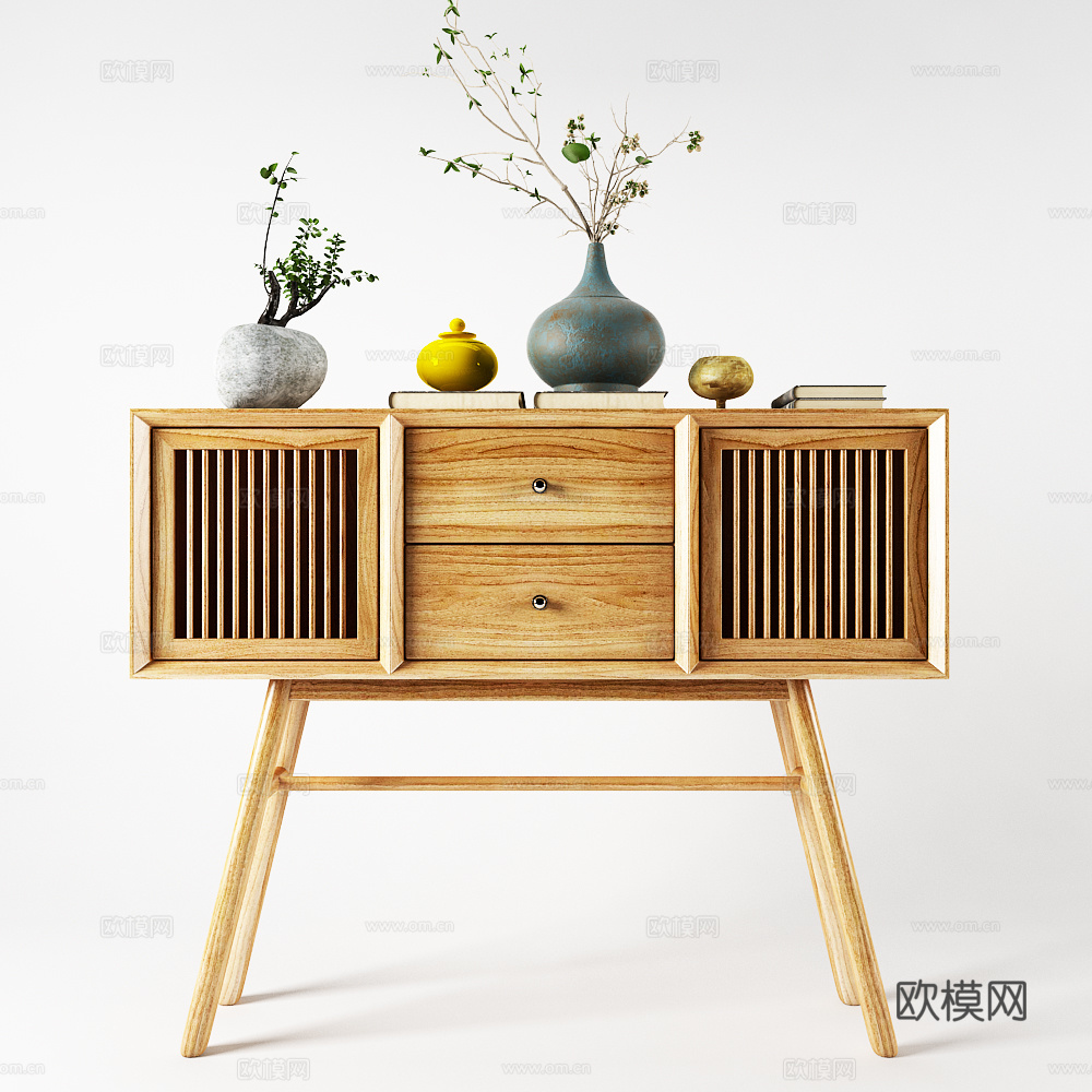 现代边柜装饰柜饰品3d模型