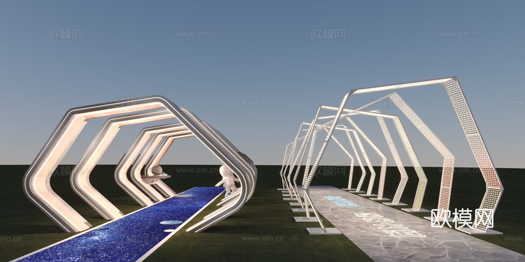 现代时空隧道  城市装置 雕塑3d模型