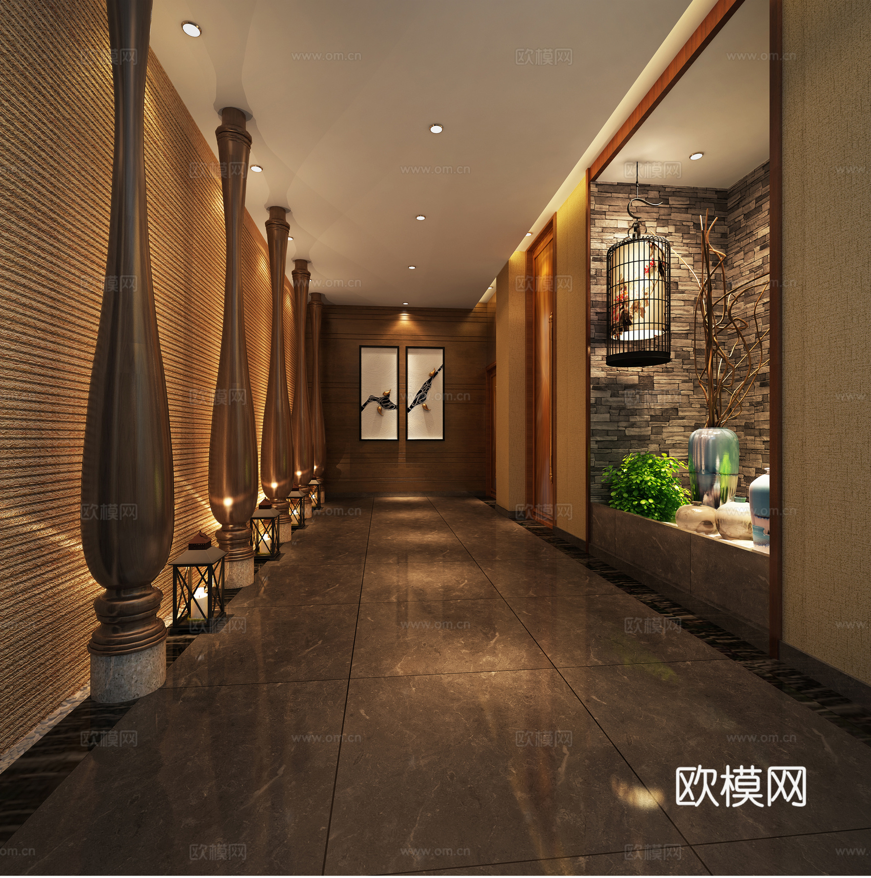 电梯间 走廊3d模型下载（渲染图2）