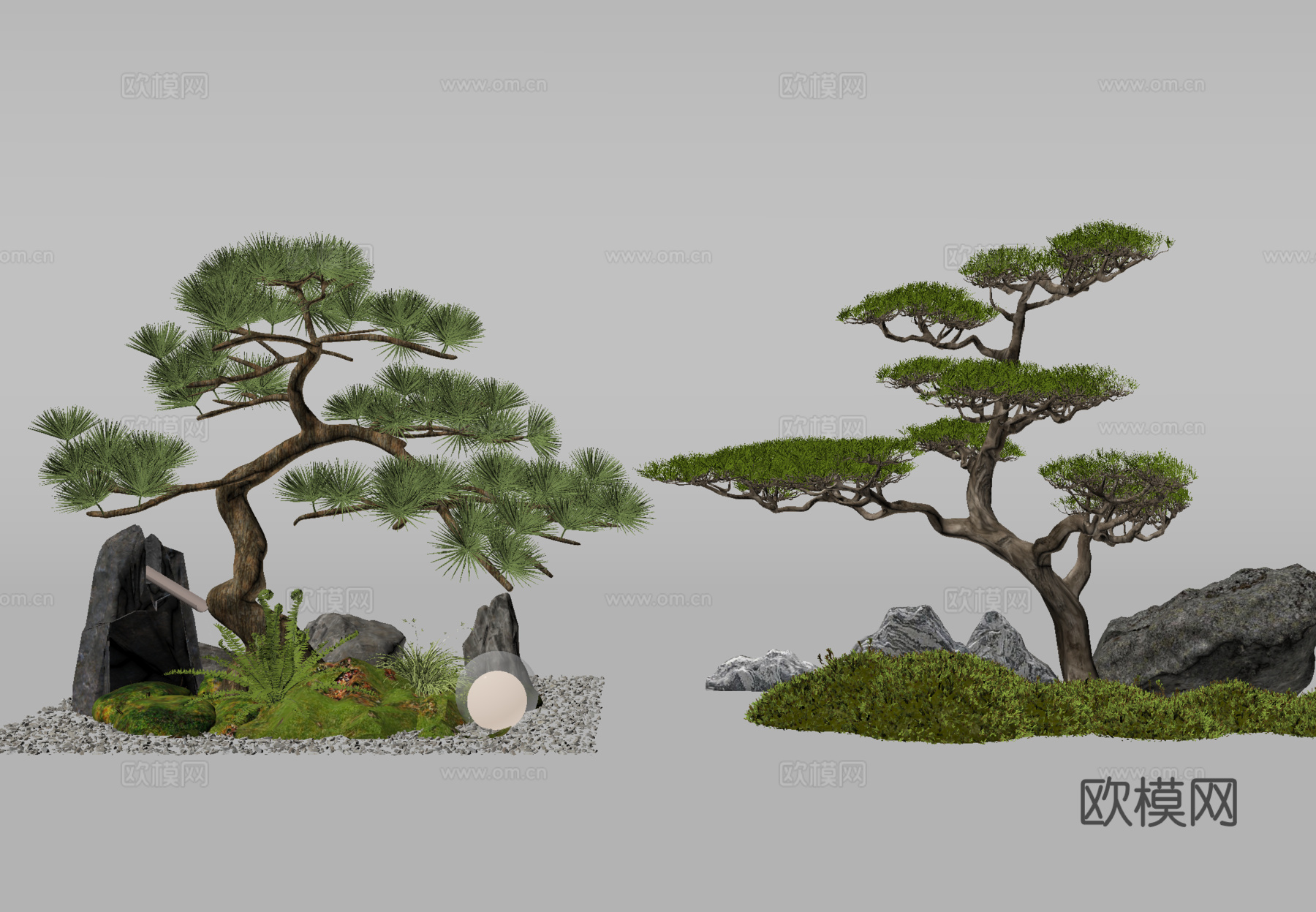 景观松 景观小品 植物造景 庭院景观su模型