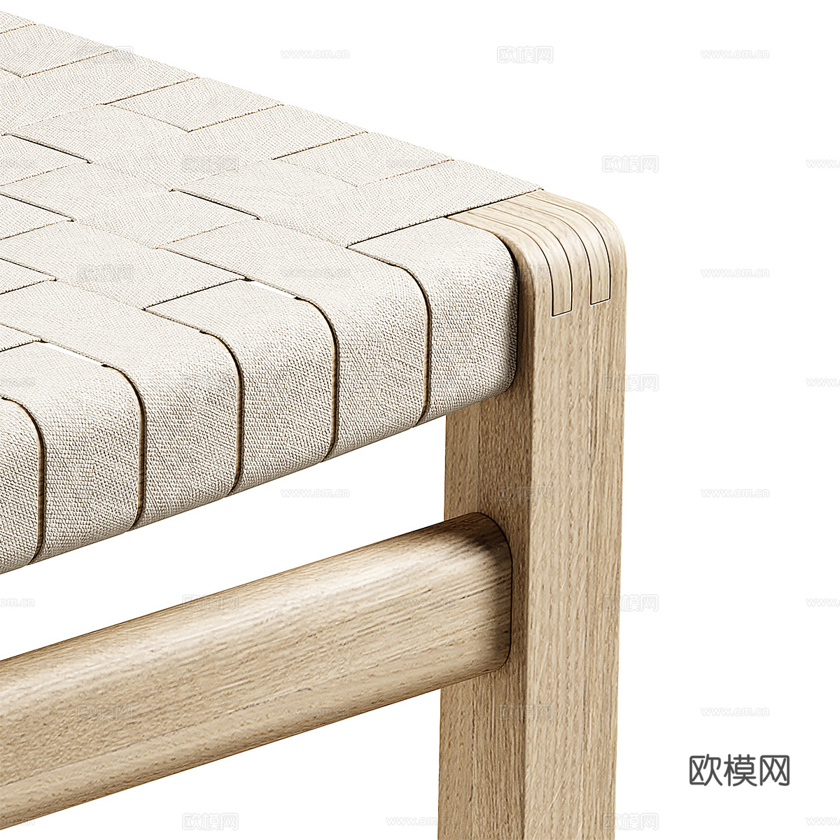 新中式藤编木质单椅3d模型