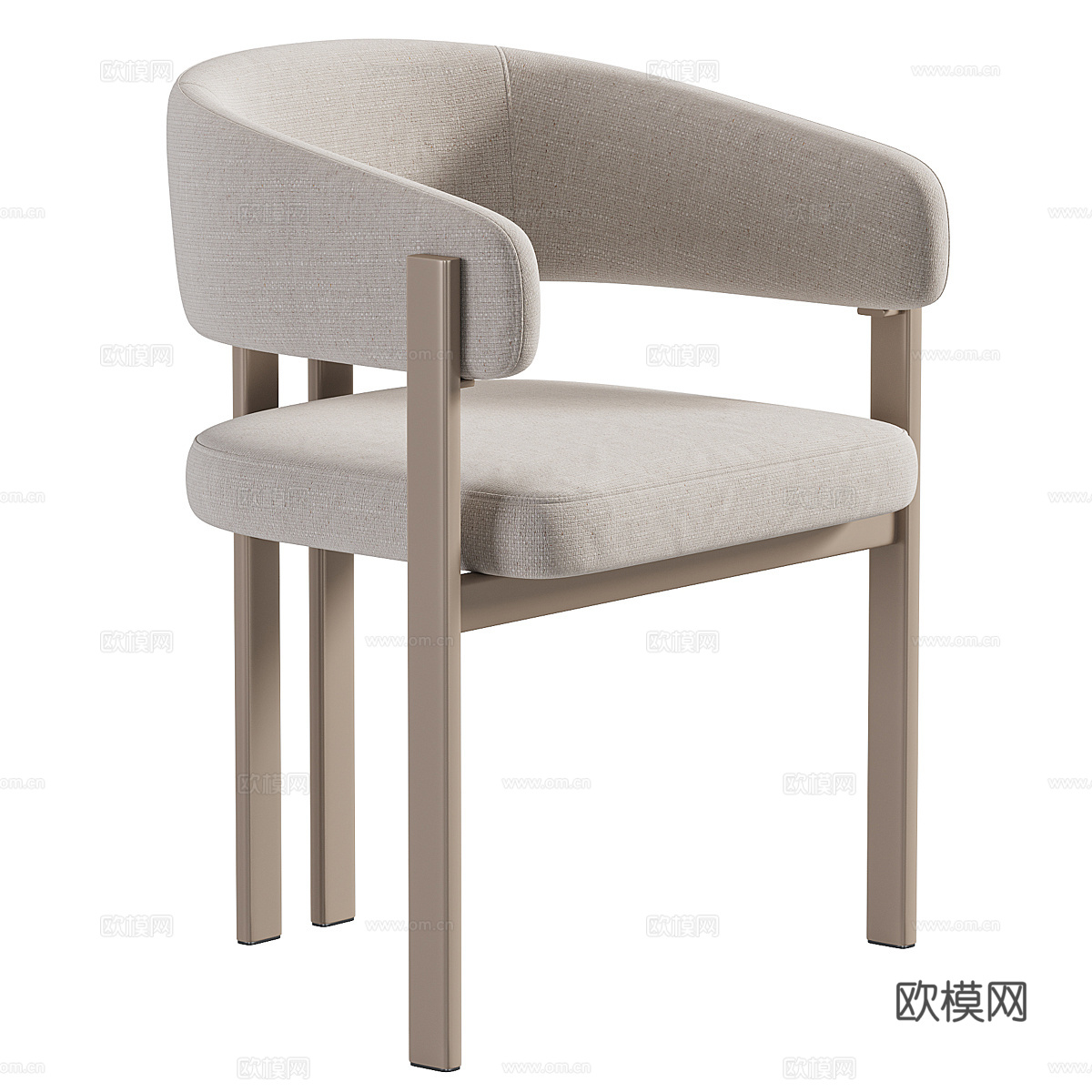 现代意式布艺木质餐椅 书椅3d模型