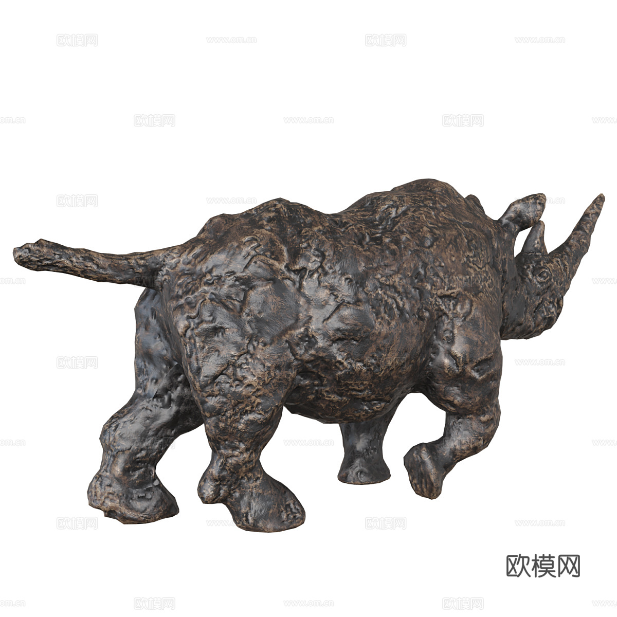 现代犀牛雕塑摆件3d模型