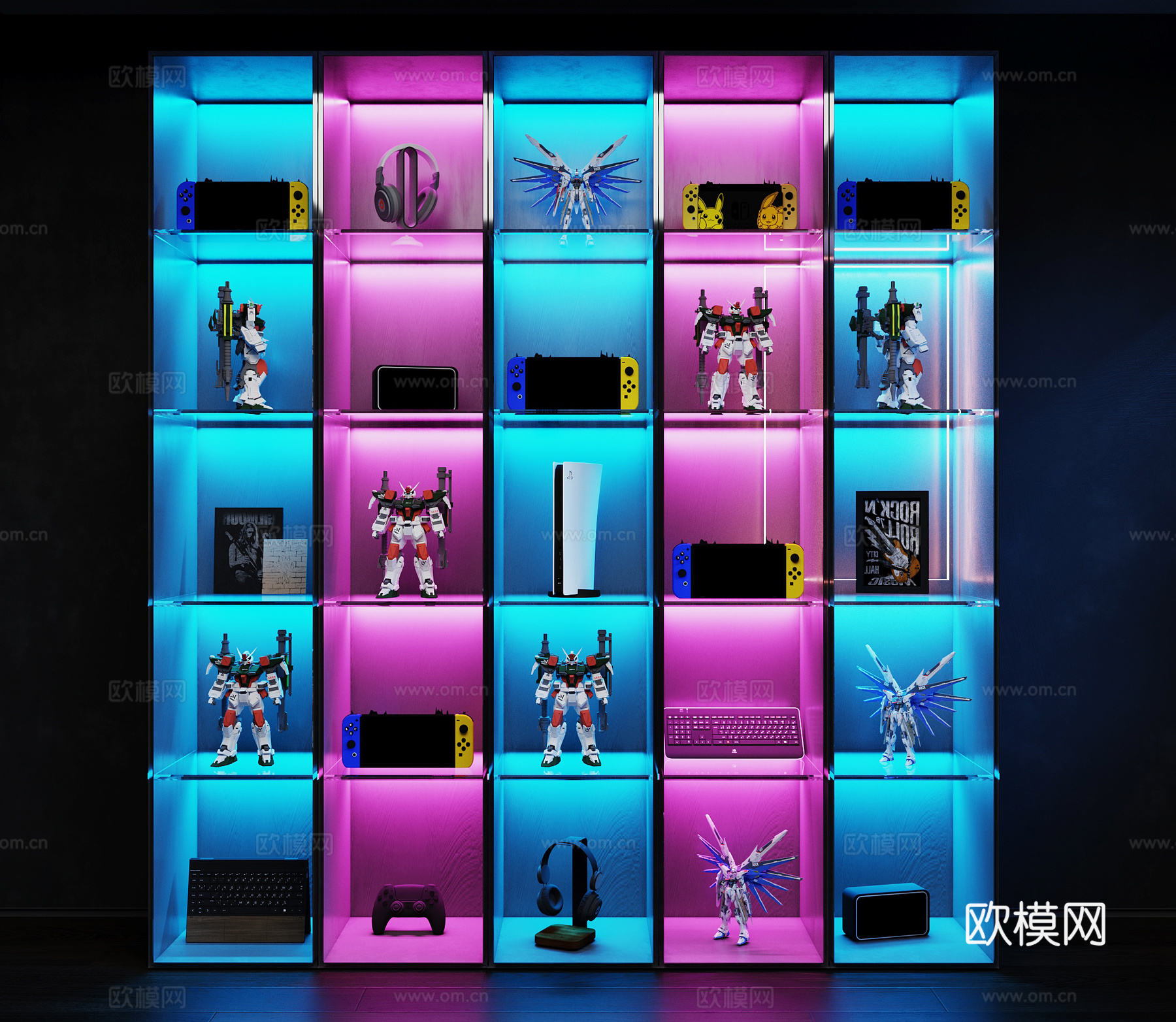 现代手办柜3d模型