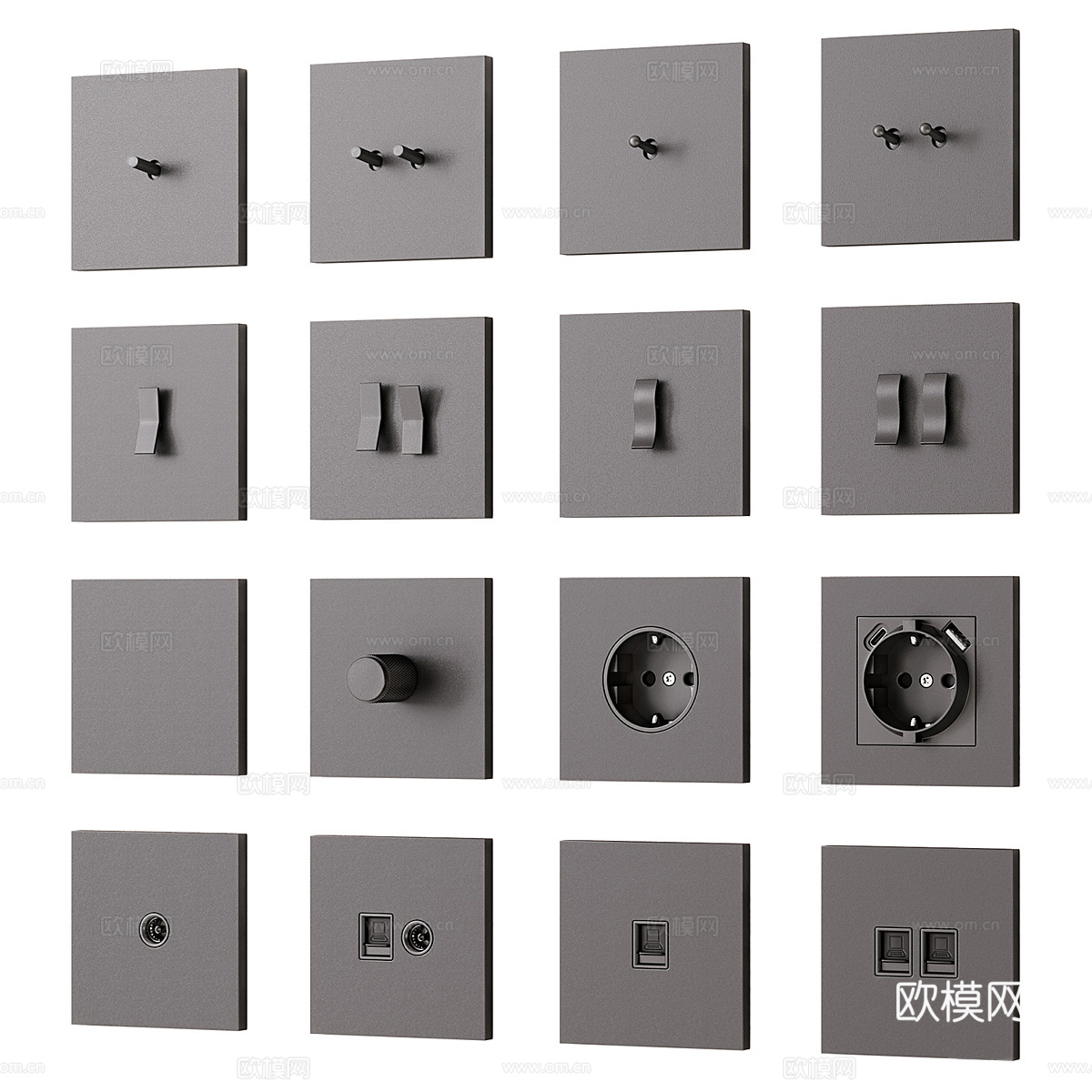 现代意式轻奢 Donel N96 系列开关插座3d模型下载（渲染图2）