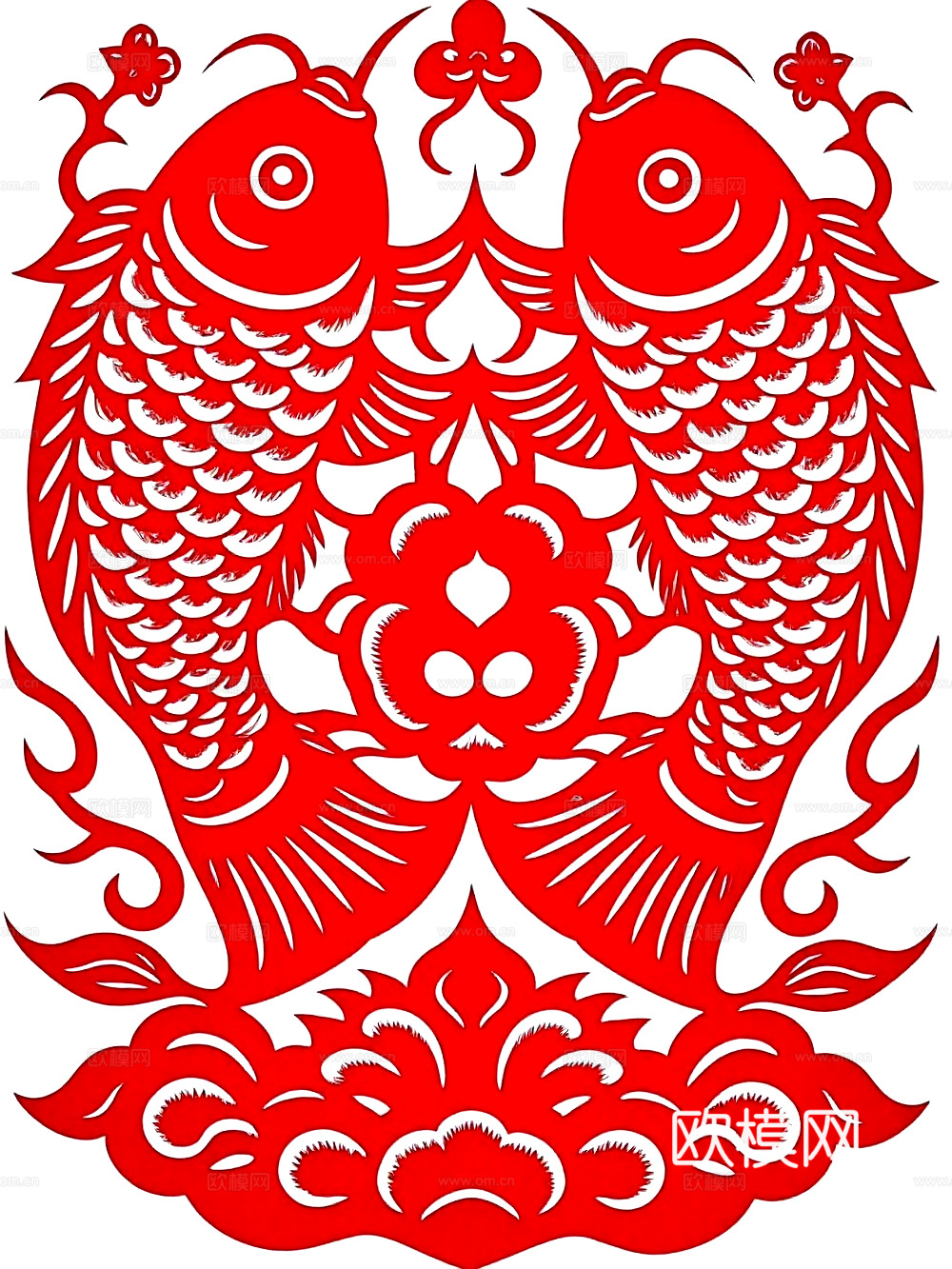 民俗剪纸窗花装饰画 鲤鱼