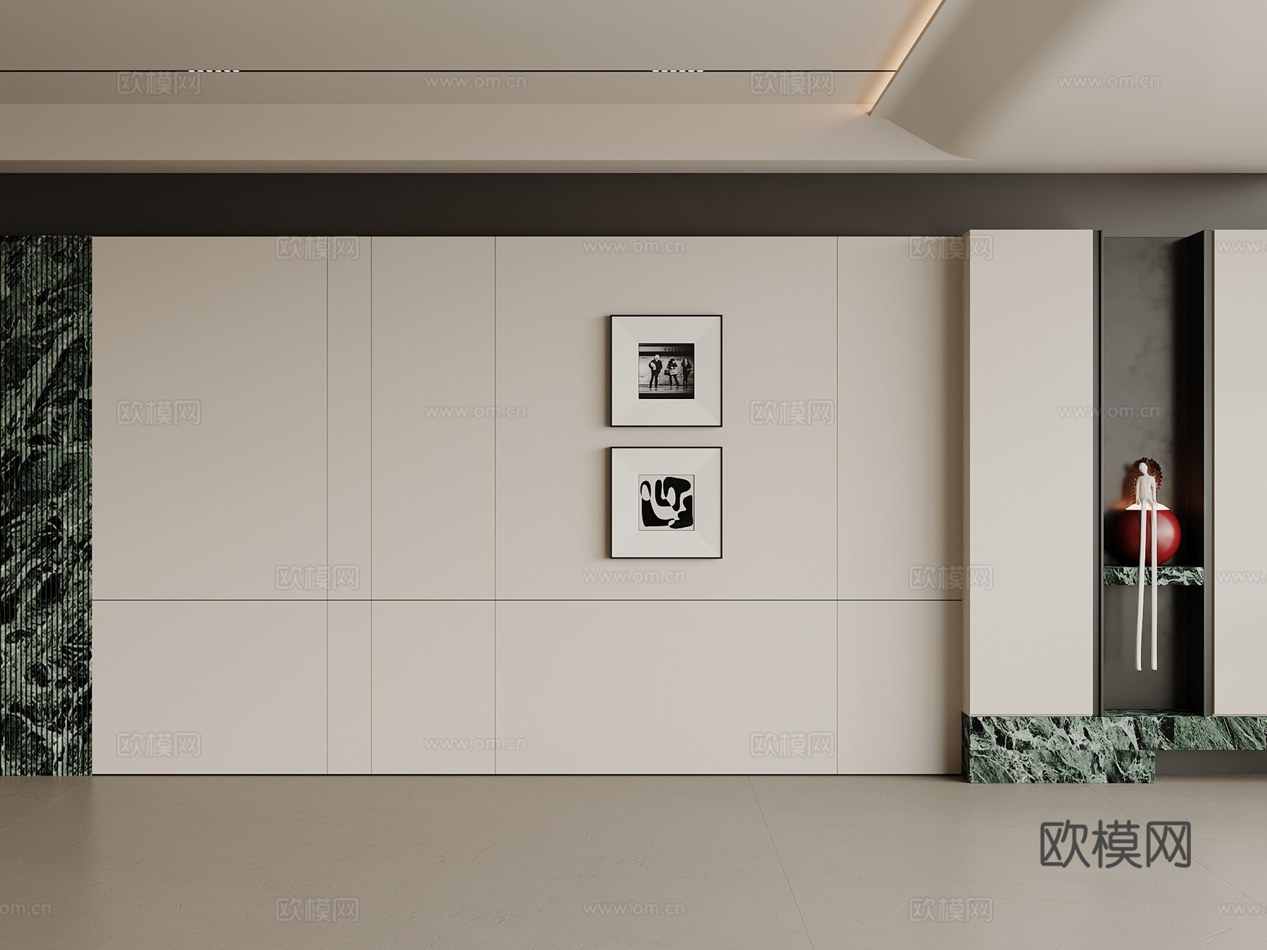 意式沙发背景墙 墙板背景墙3d模型