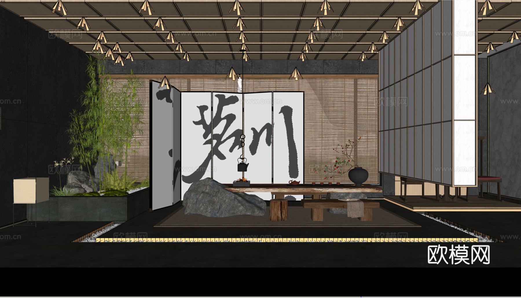 茶室su模型
