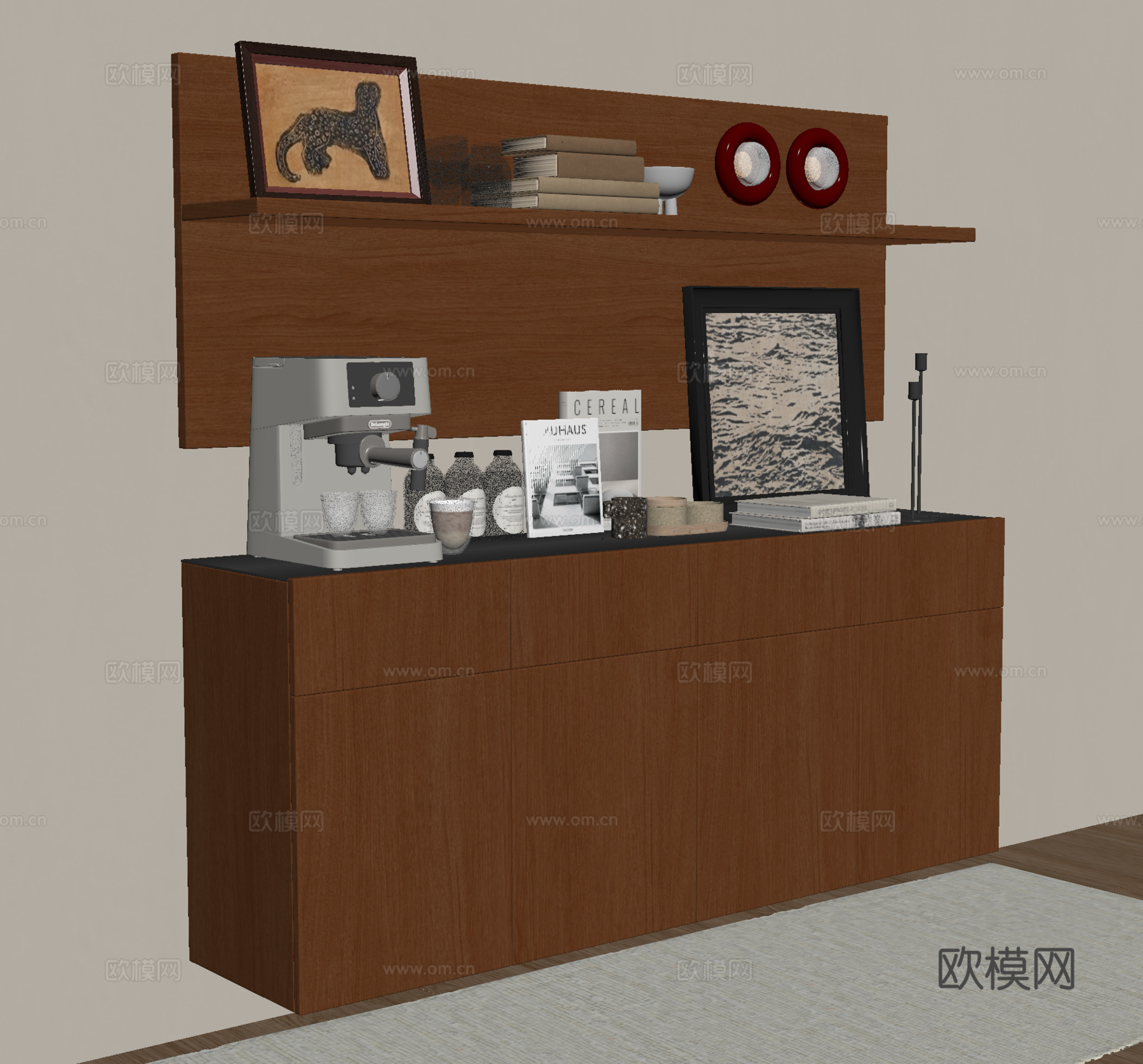 餐边柜 餐具柜 摆件饰品 收纳柜su模型