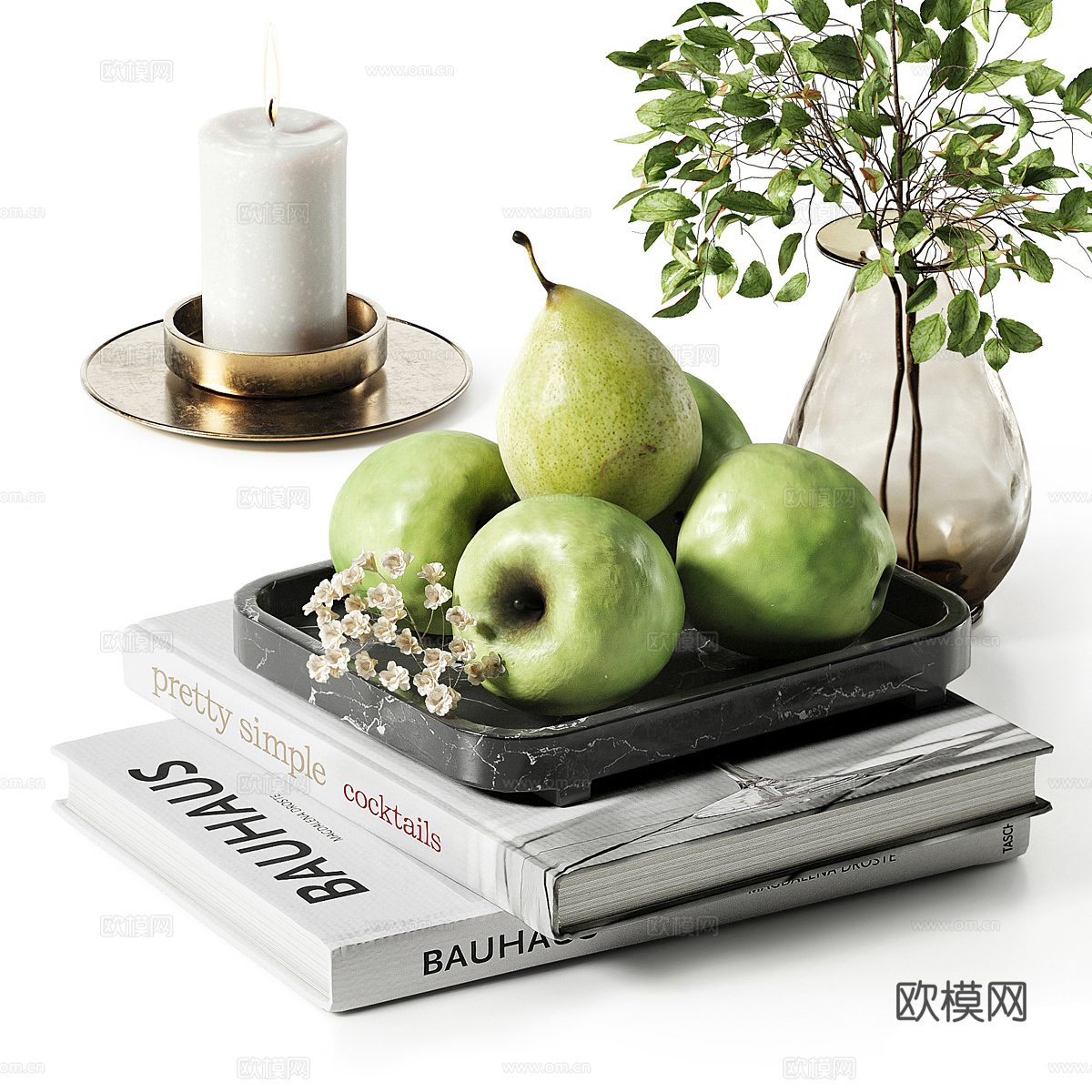 现代意式极简茶具装饰套装3d模型
