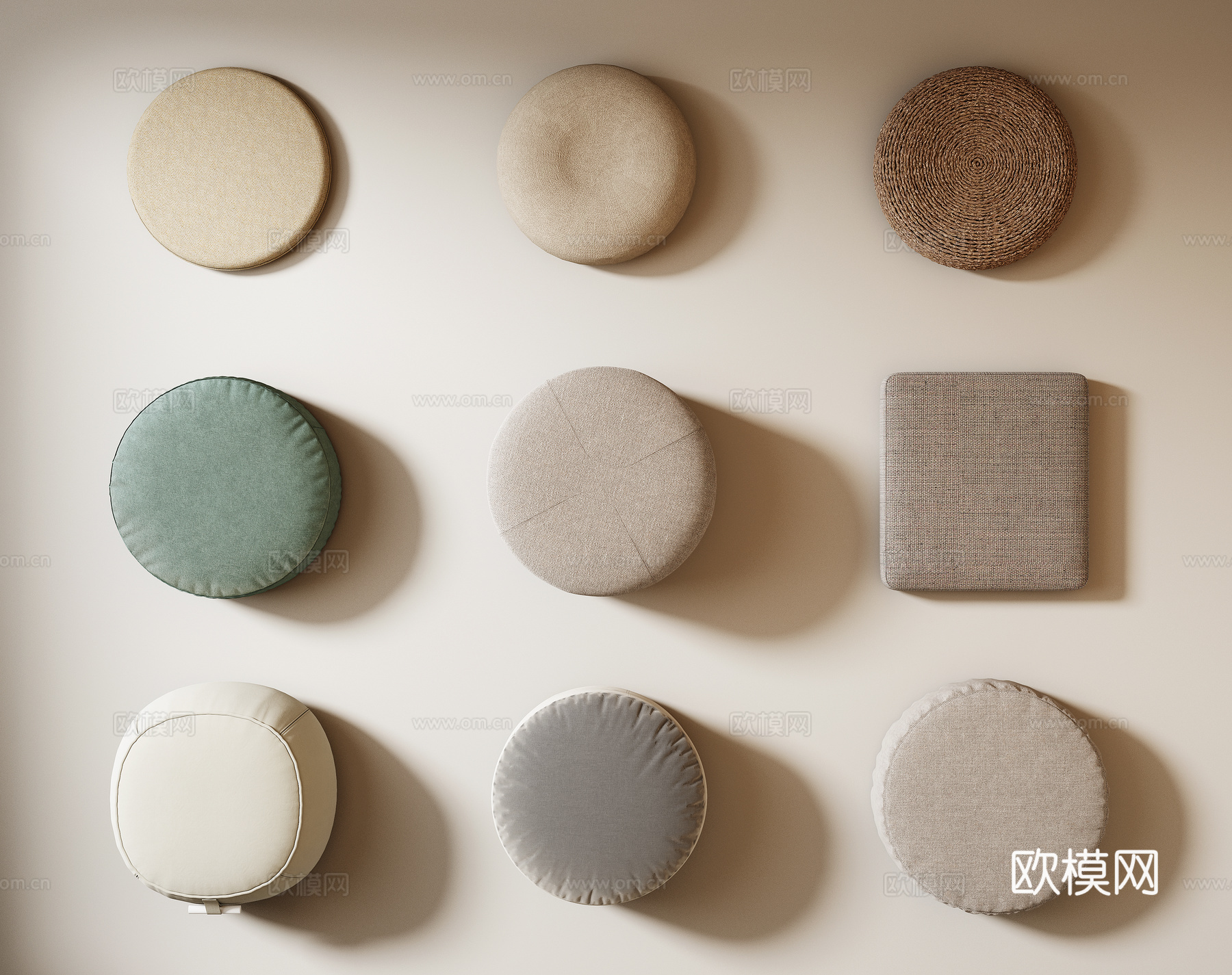 现代坐垫3d模型下载