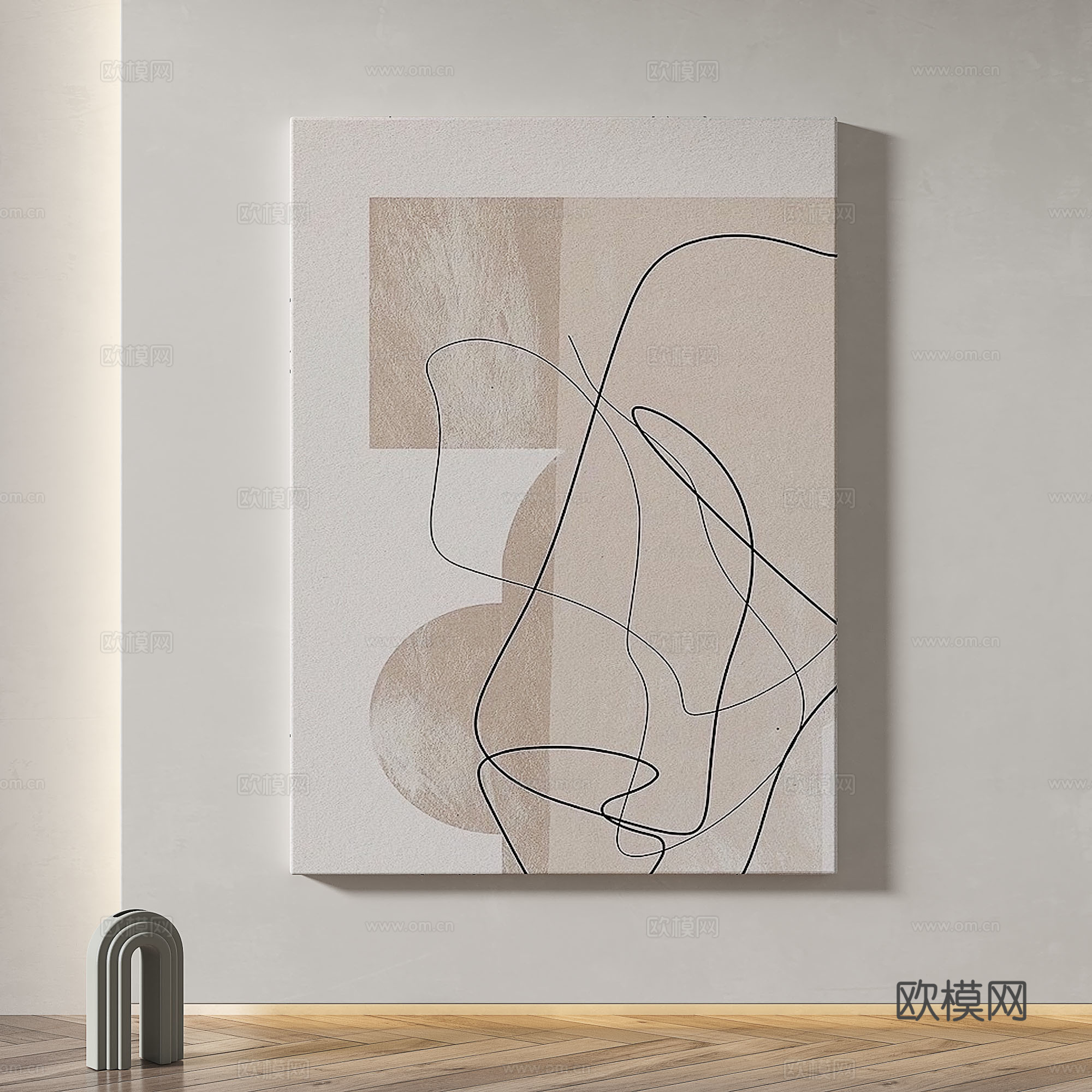现代，简约，抽象，轻奢，侘寂，肌理，奶油，装饰画3d模型