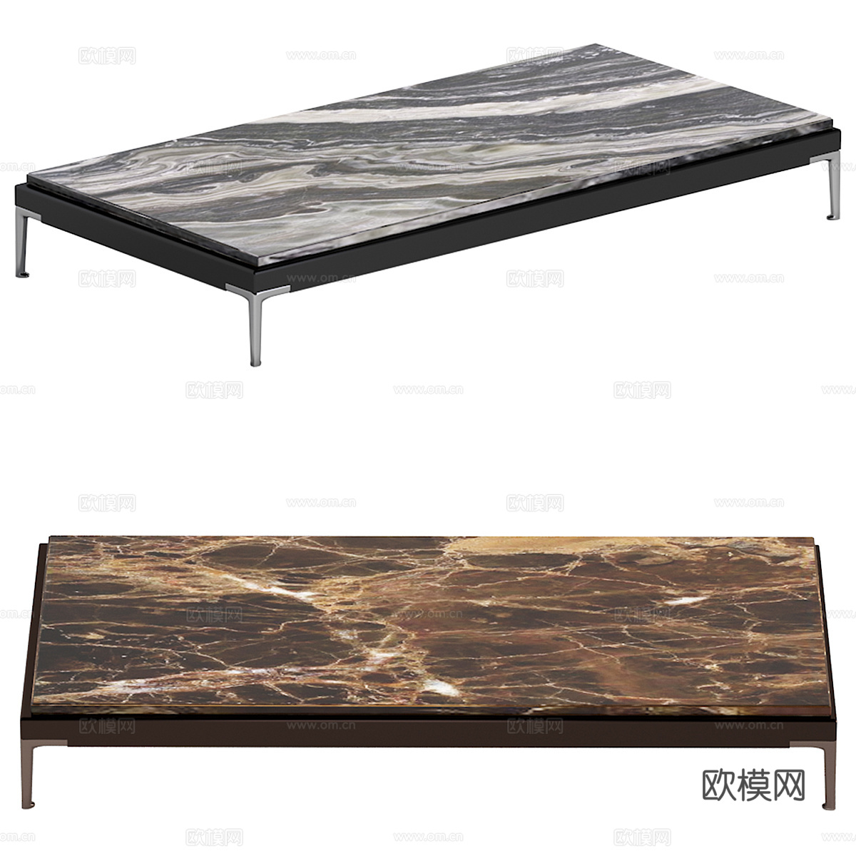 现代意式大理石茶几3d模型