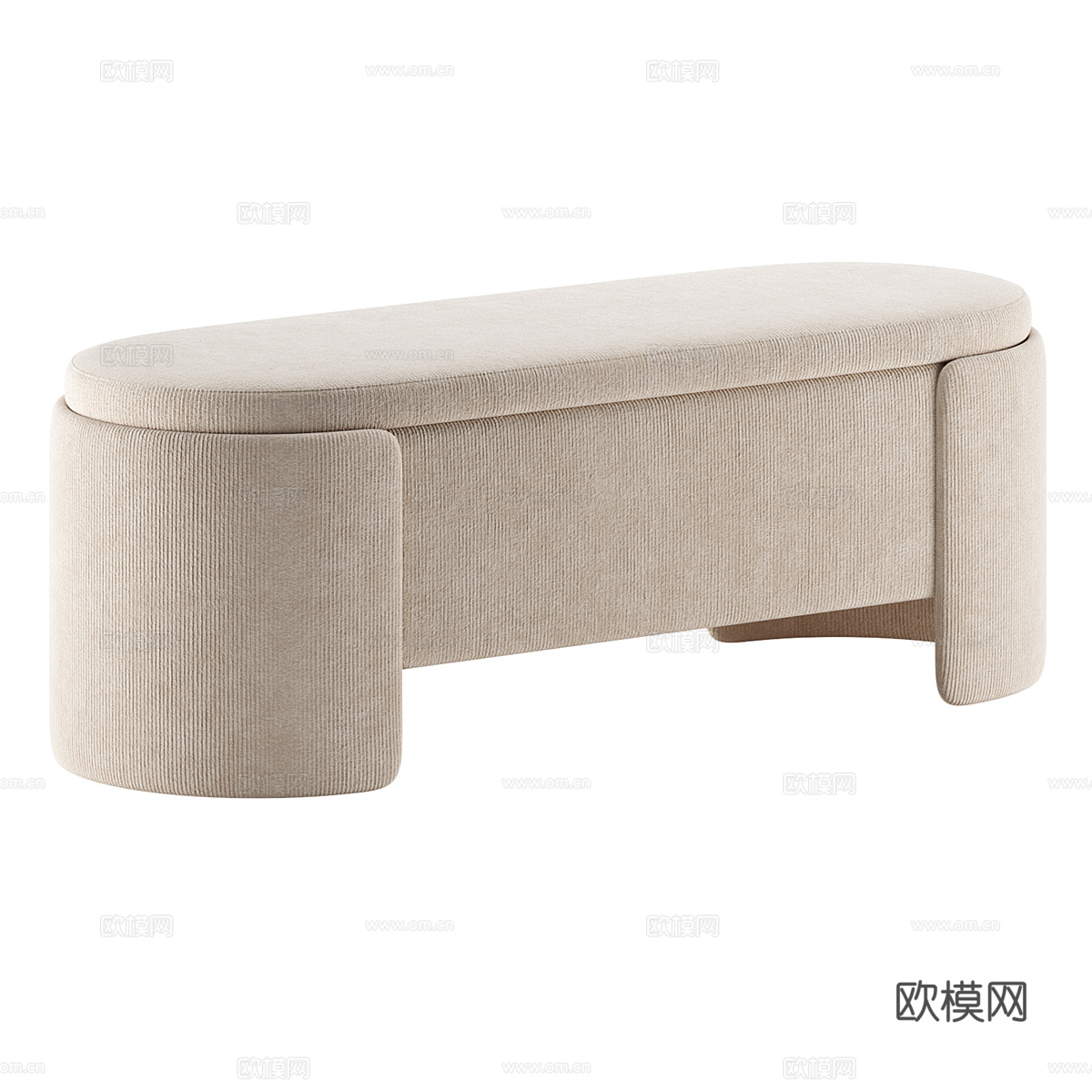 现代意式奶油风布艺长凳 条凳 床尾凳3d模型