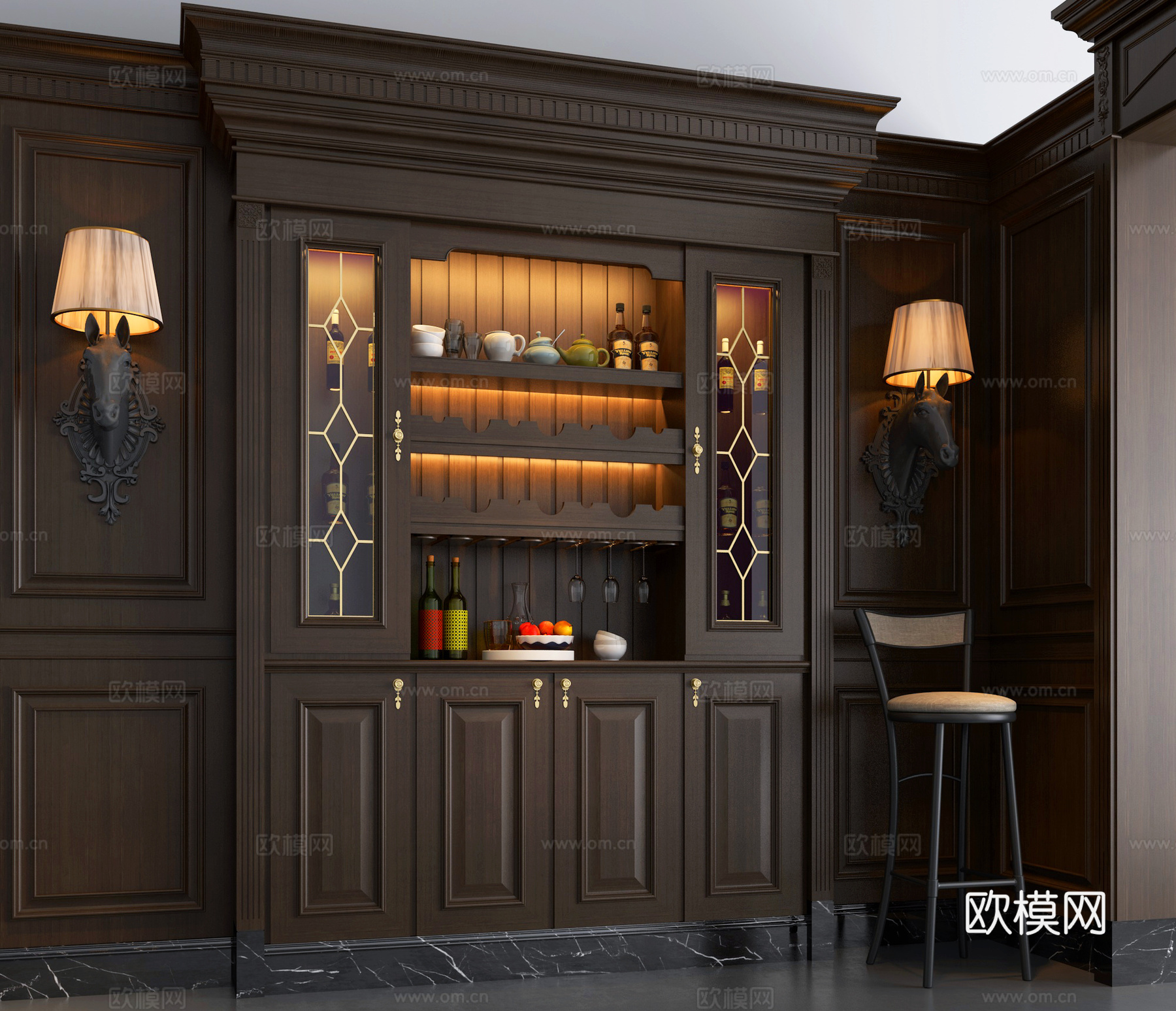 欧式酒柜模型3d模型