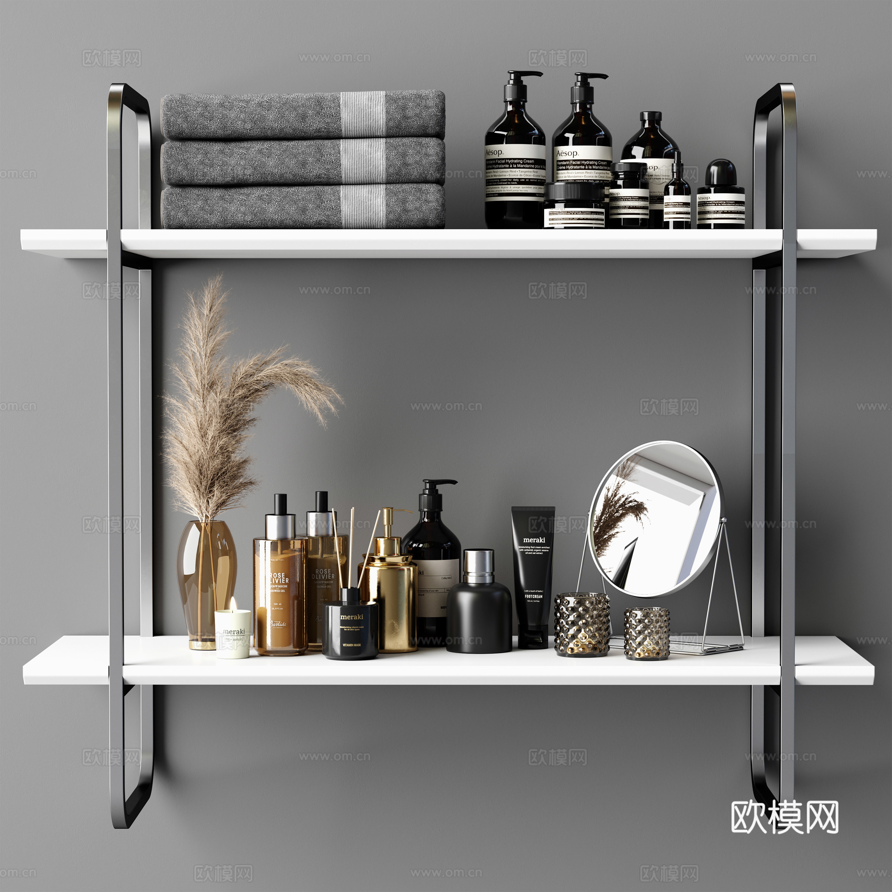 现代卫浴壁挂式隔板 洗护用品3d模型