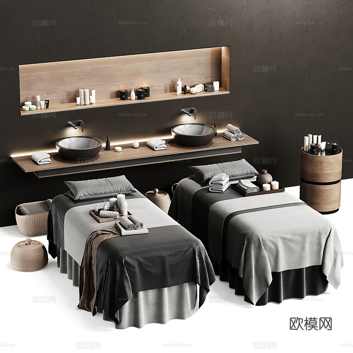 新中式按摩床3d模型