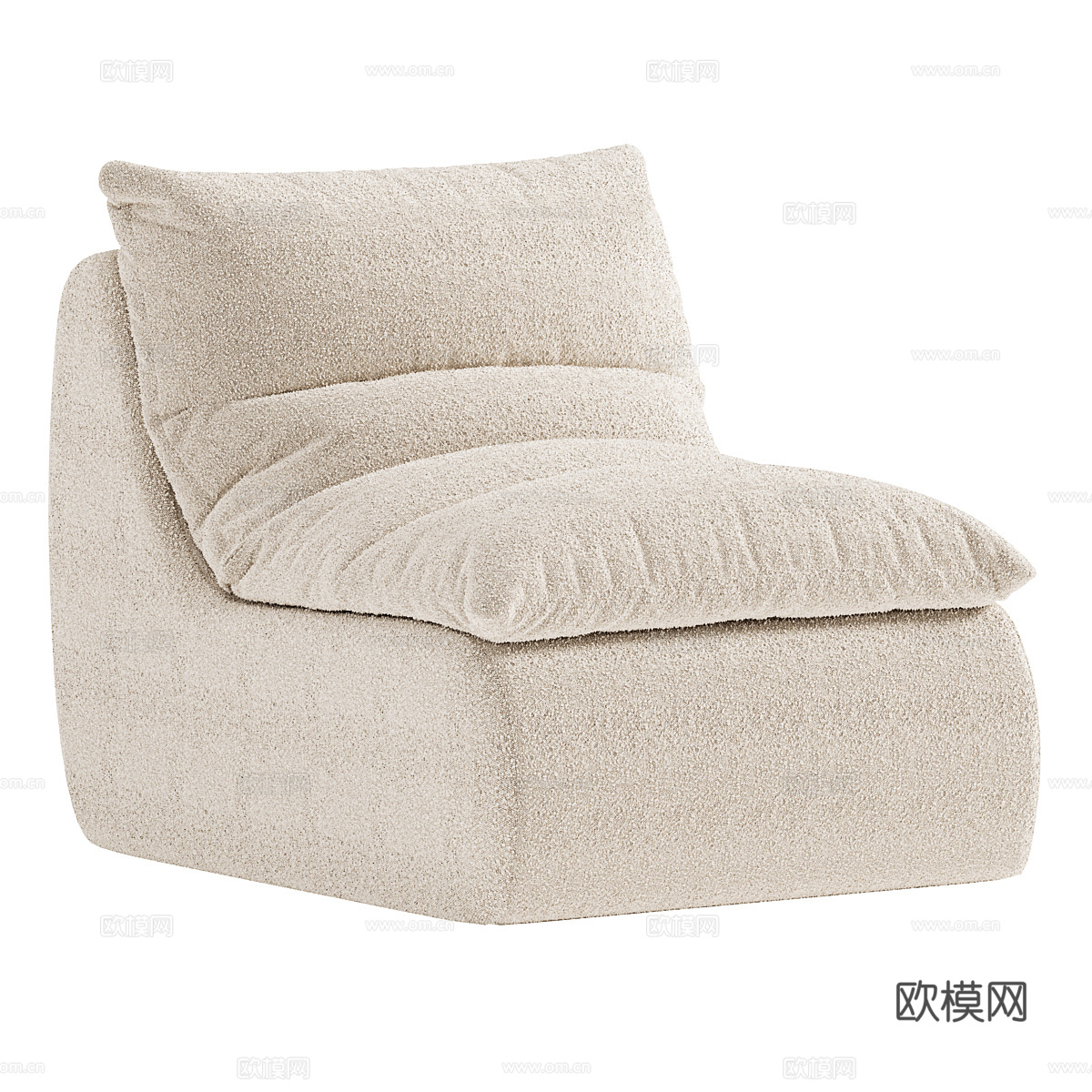 现代奶油风布艺休闲沙发3d模型