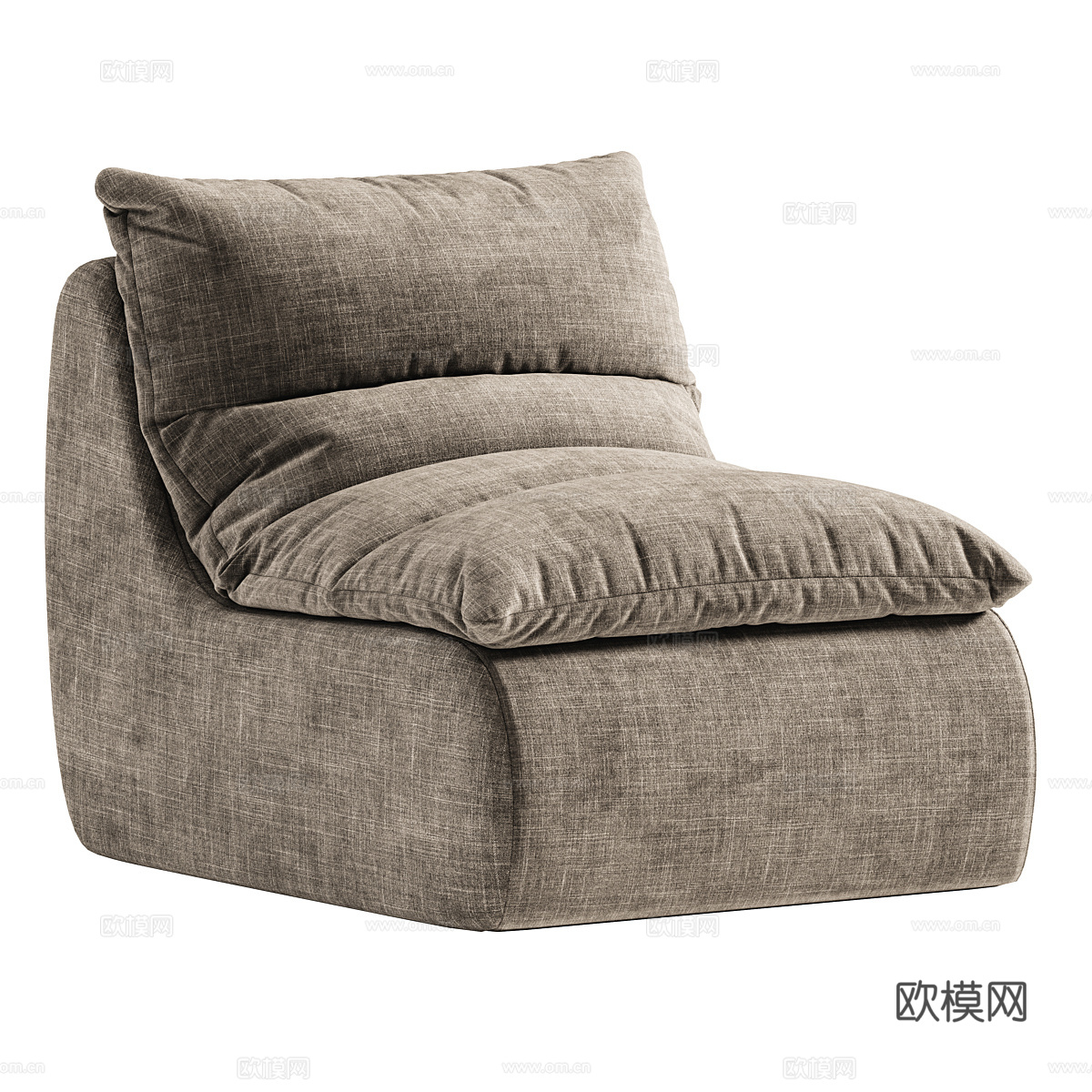 现代奶油风布艺休闲沙发3d模型