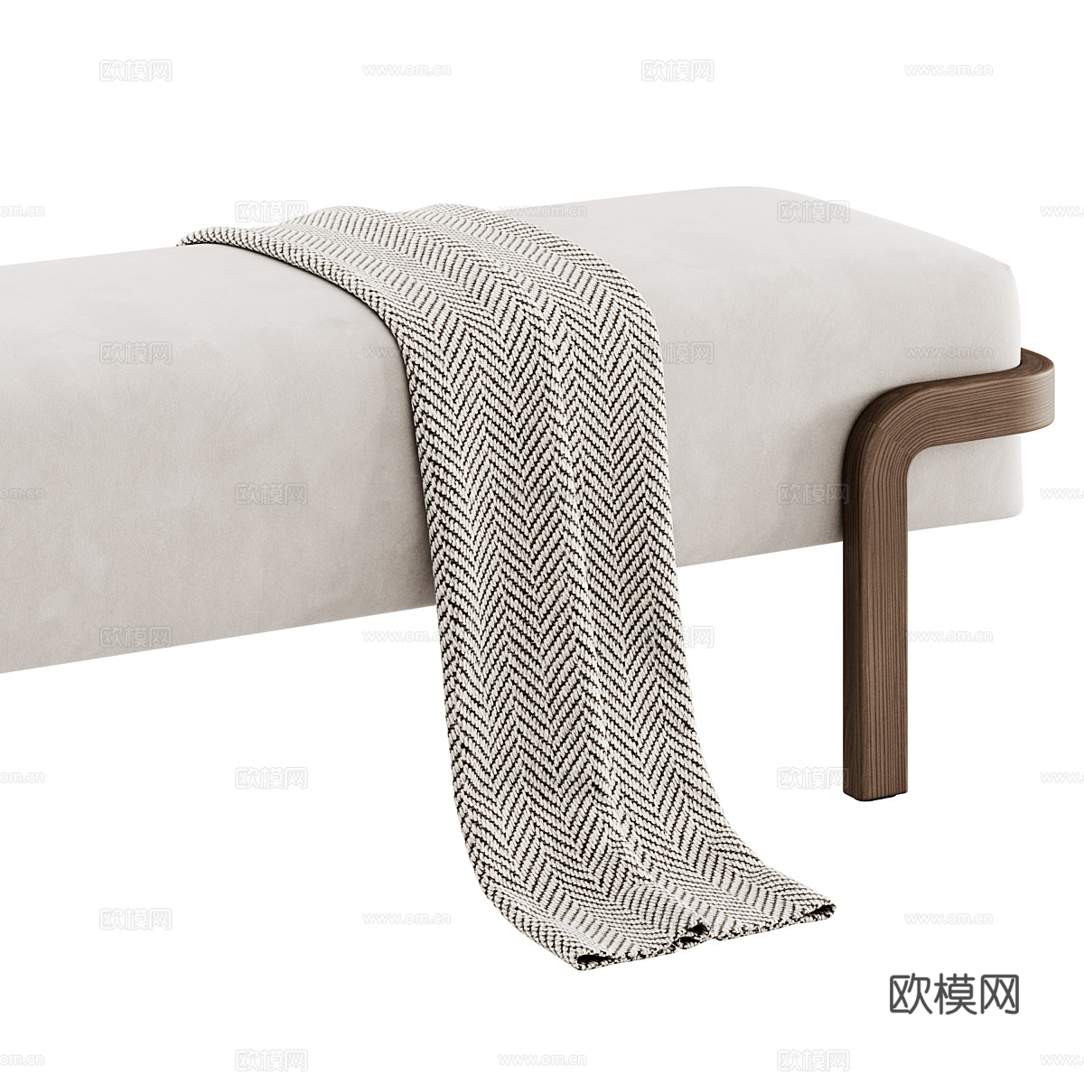 新中式布艺长凳 条凳 床尾凳3d模型