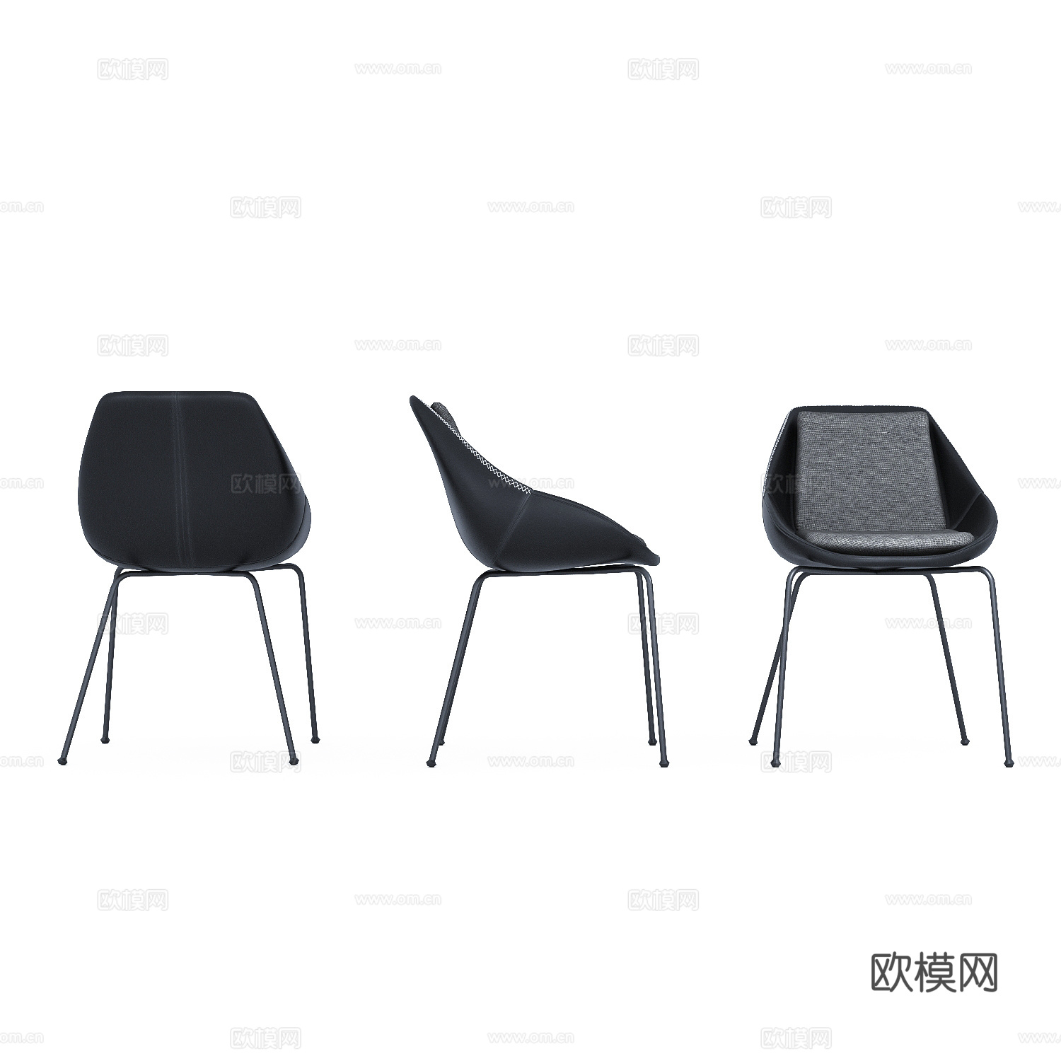 现代意式极简皮革单椅3d模型