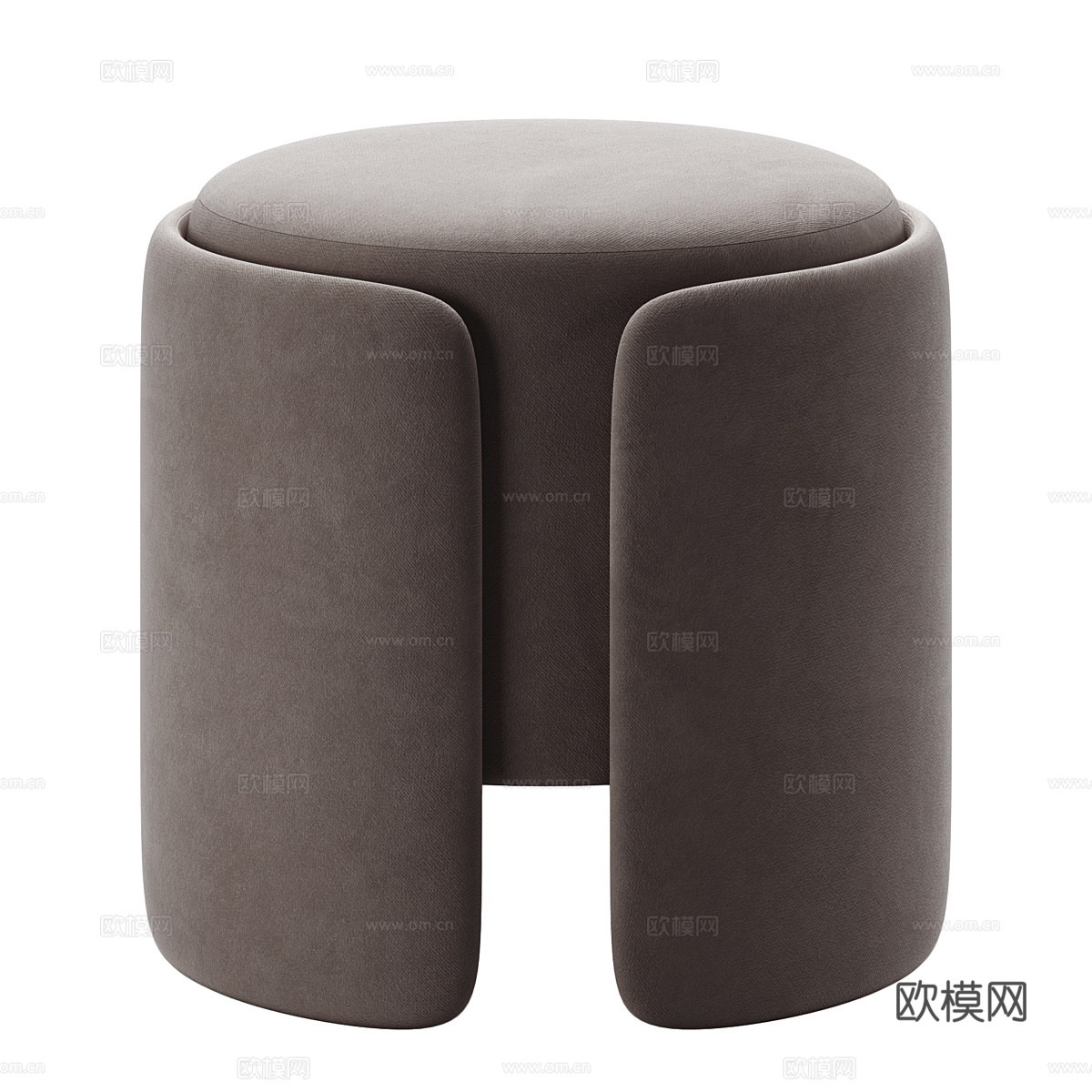 现代意式奶油风布艺圆凳 化妆凳3d模型
