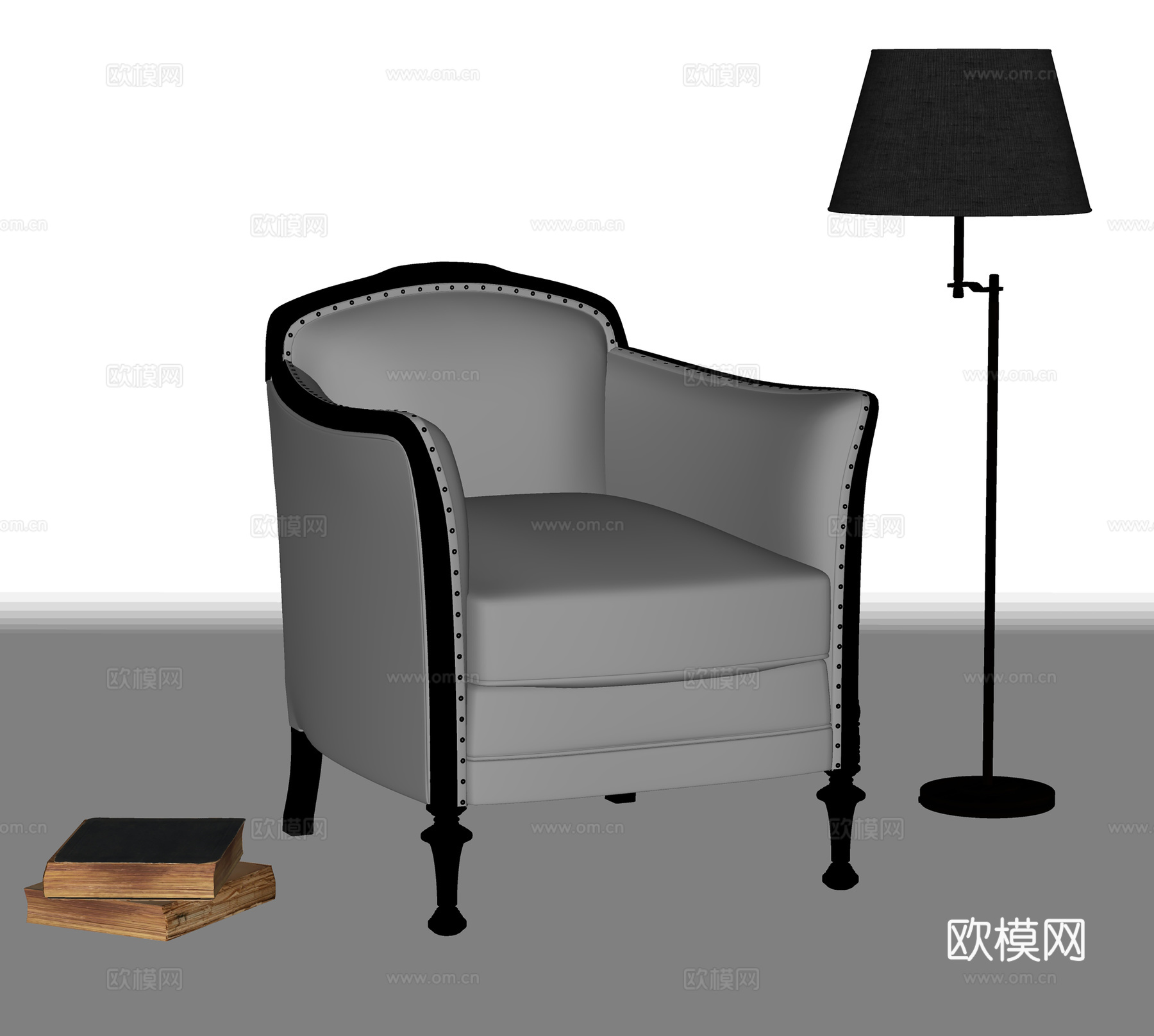 欧式休闲椅 皮椅 餐椅 落地灯su模型