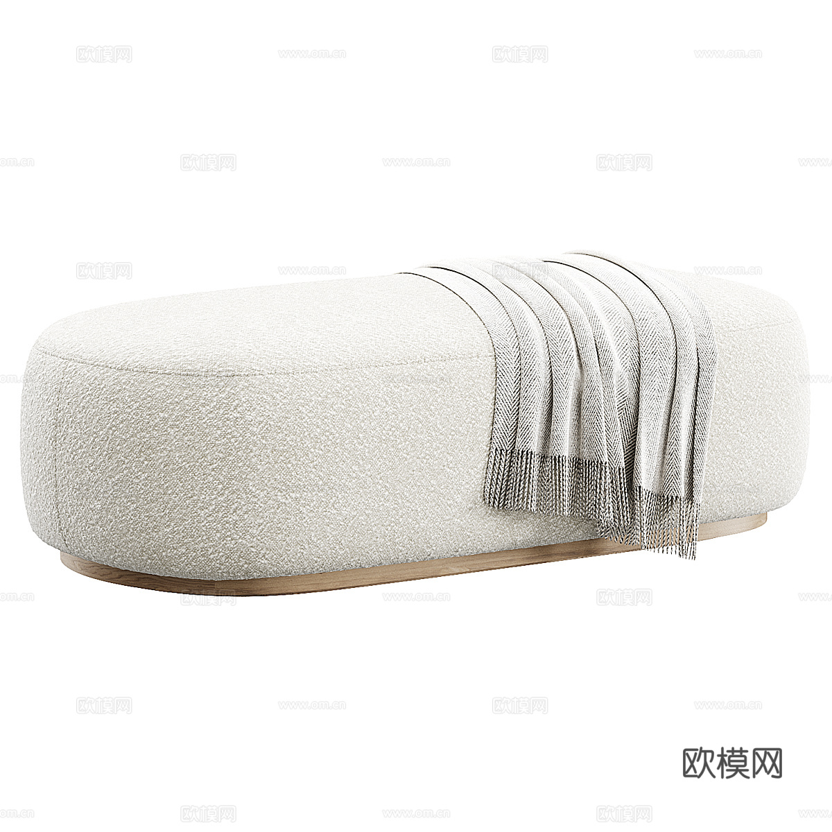 现代奶油风布艺沙发凳 脚踏 长凳3d模型