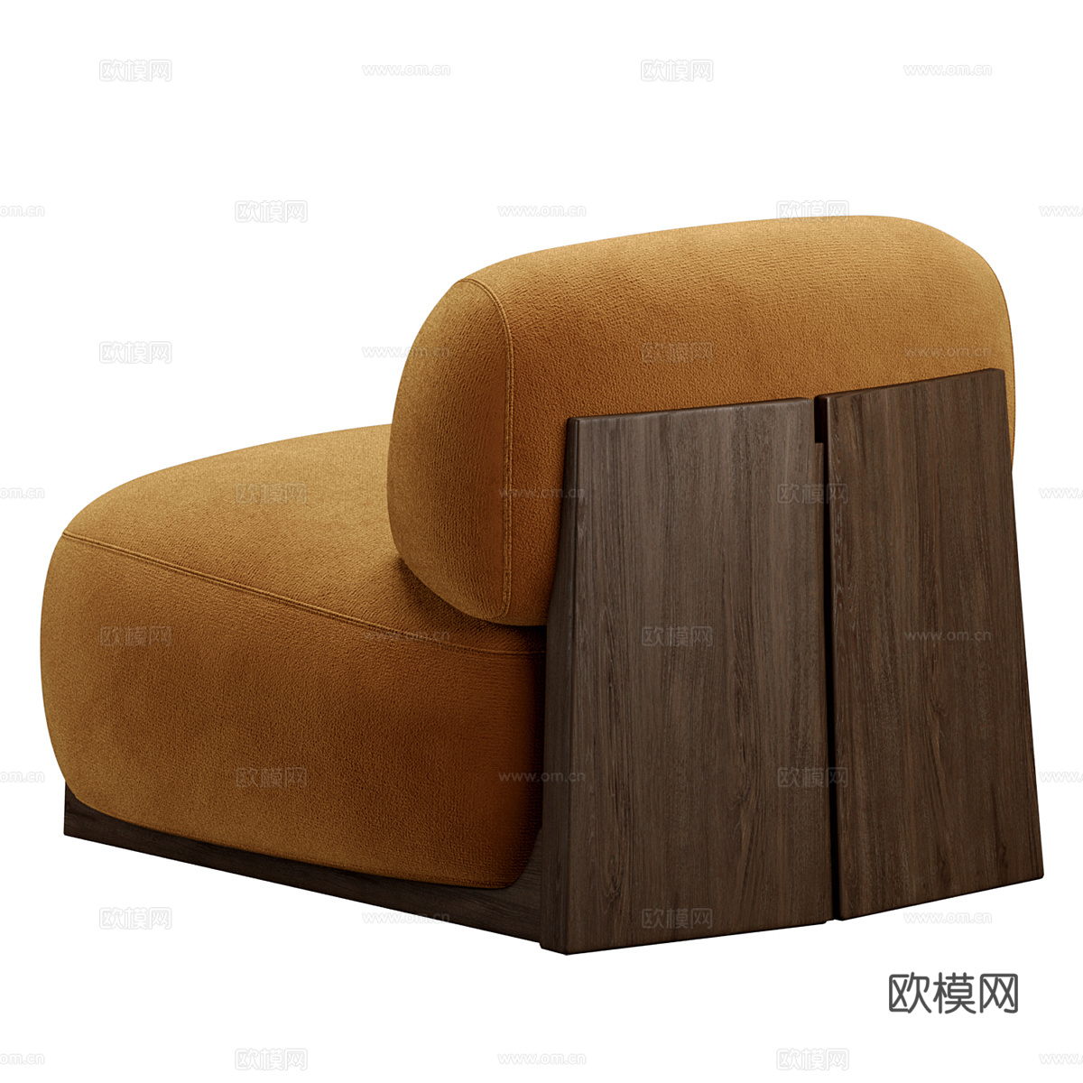 现代意式 Fort 布艺木质沙发椅3d模型