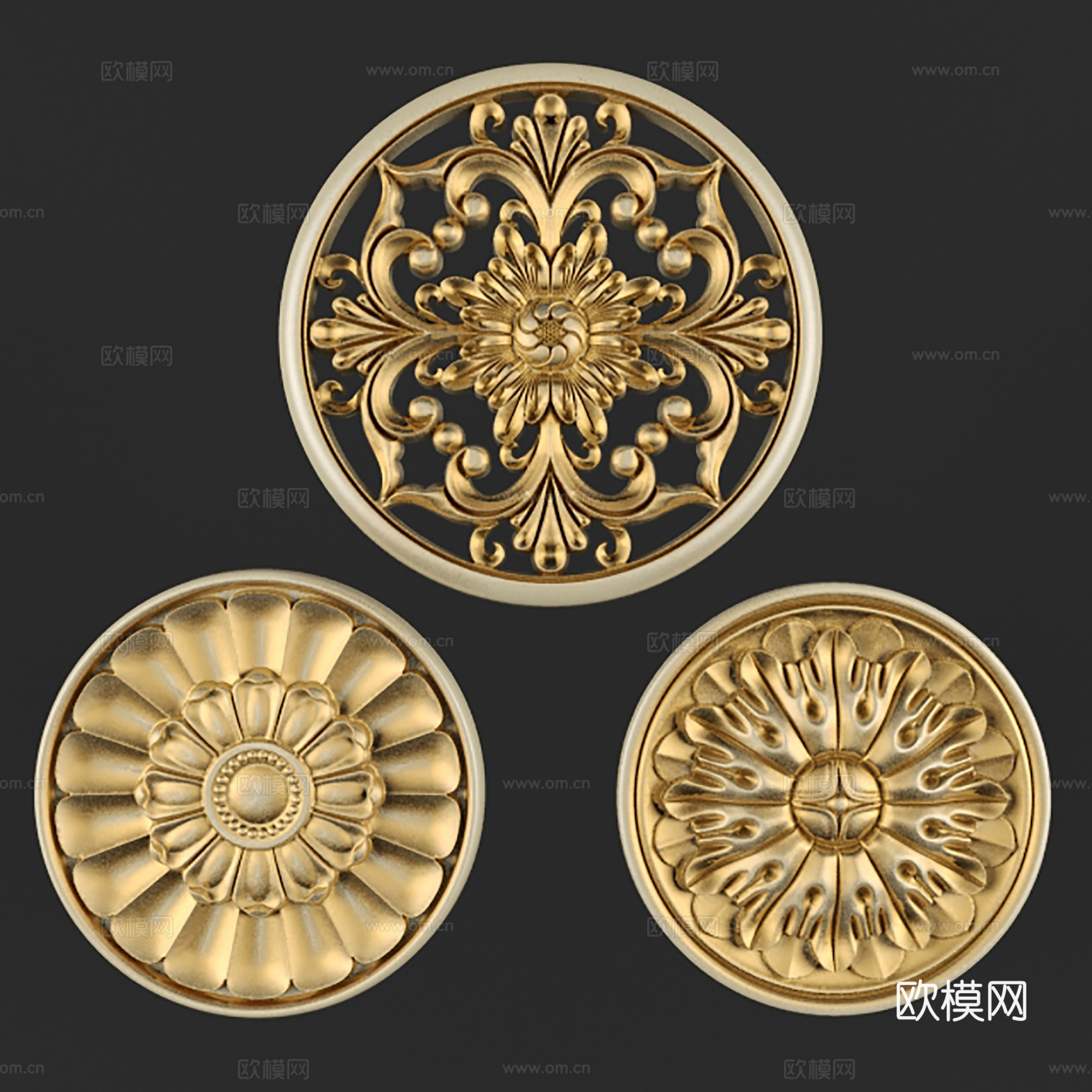 欧式装饰雕花装饰盘3d模型
