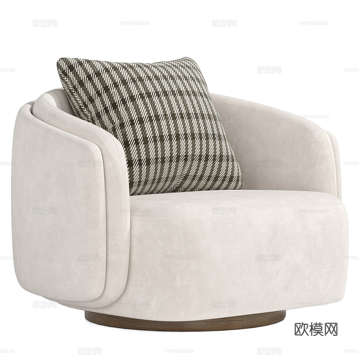 现代意式奶油风布艺扶手椅3d模型