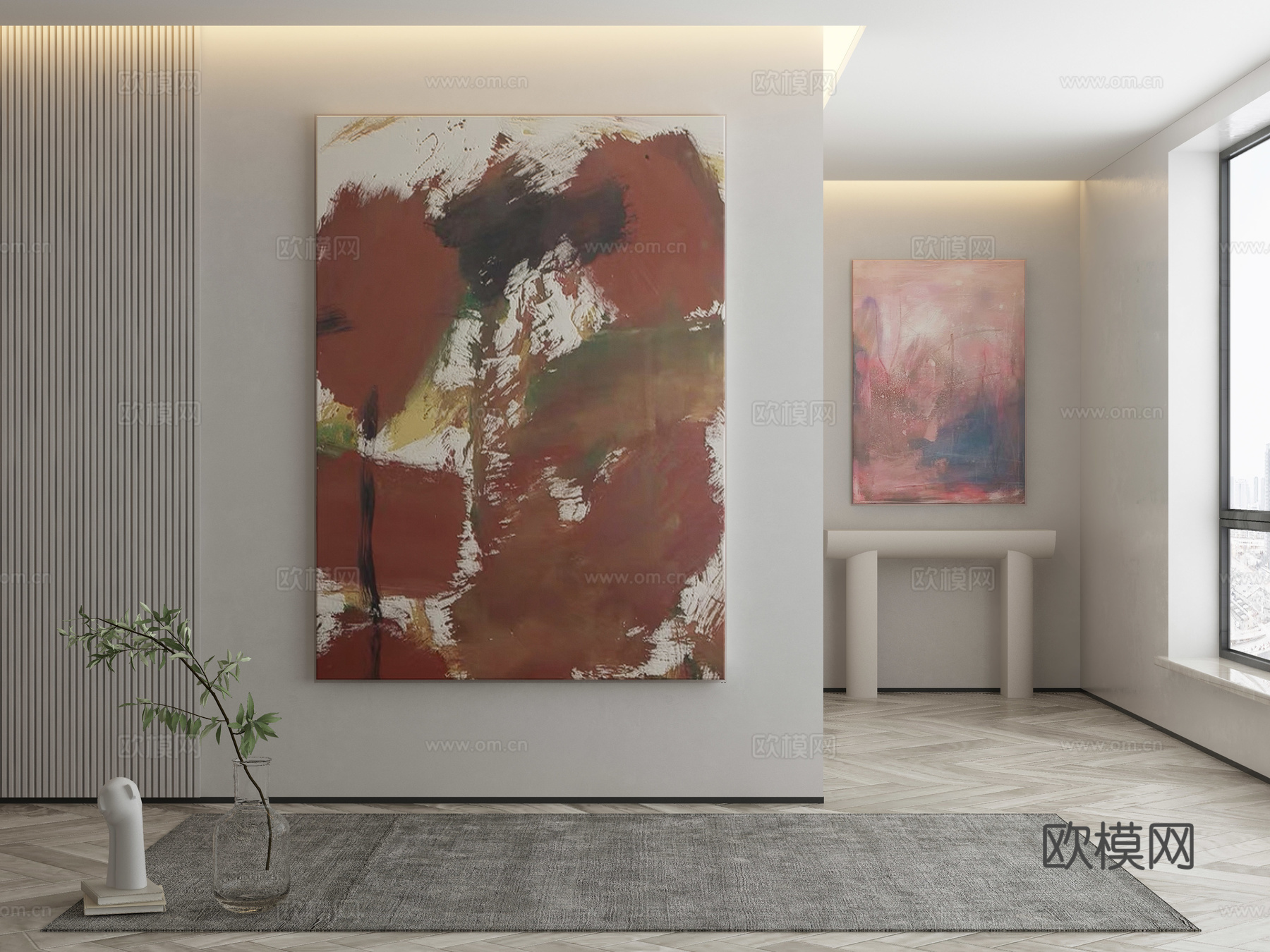 现代侘寂挂画 油画3d模型